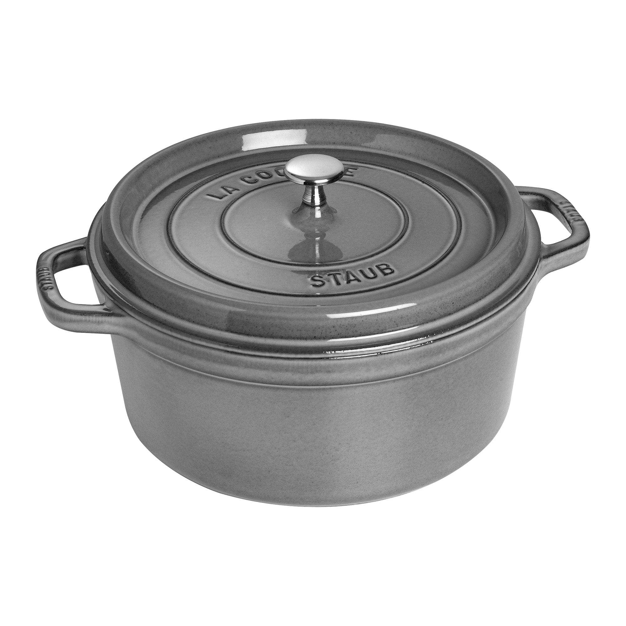 Staub Cast Iron 7-qt Round Cocotte - Graphite Grey