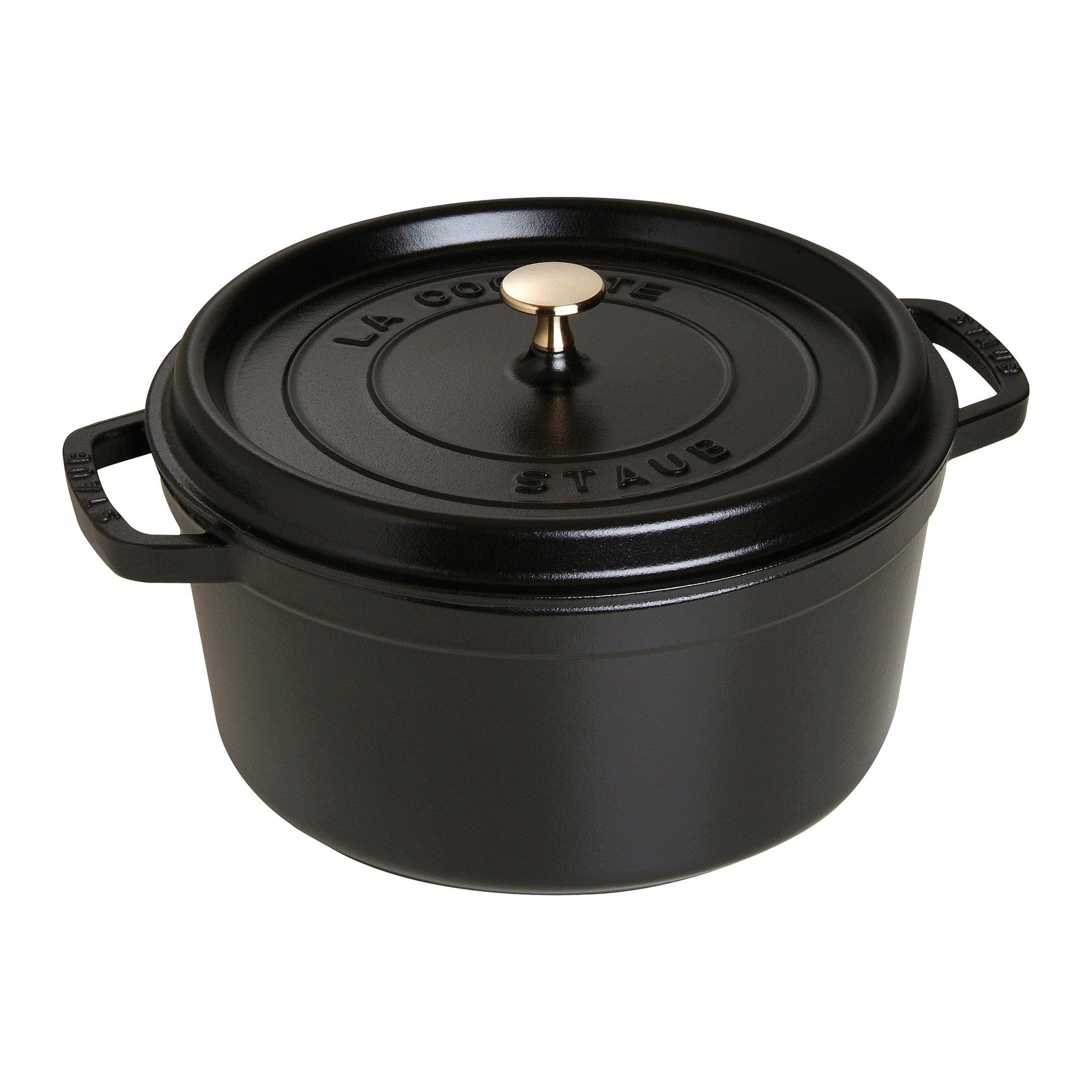 Staub Cast Iron Round Cocotte, Dutch Oven, 7-quart, serves 7-8, Made in France, Matte Black