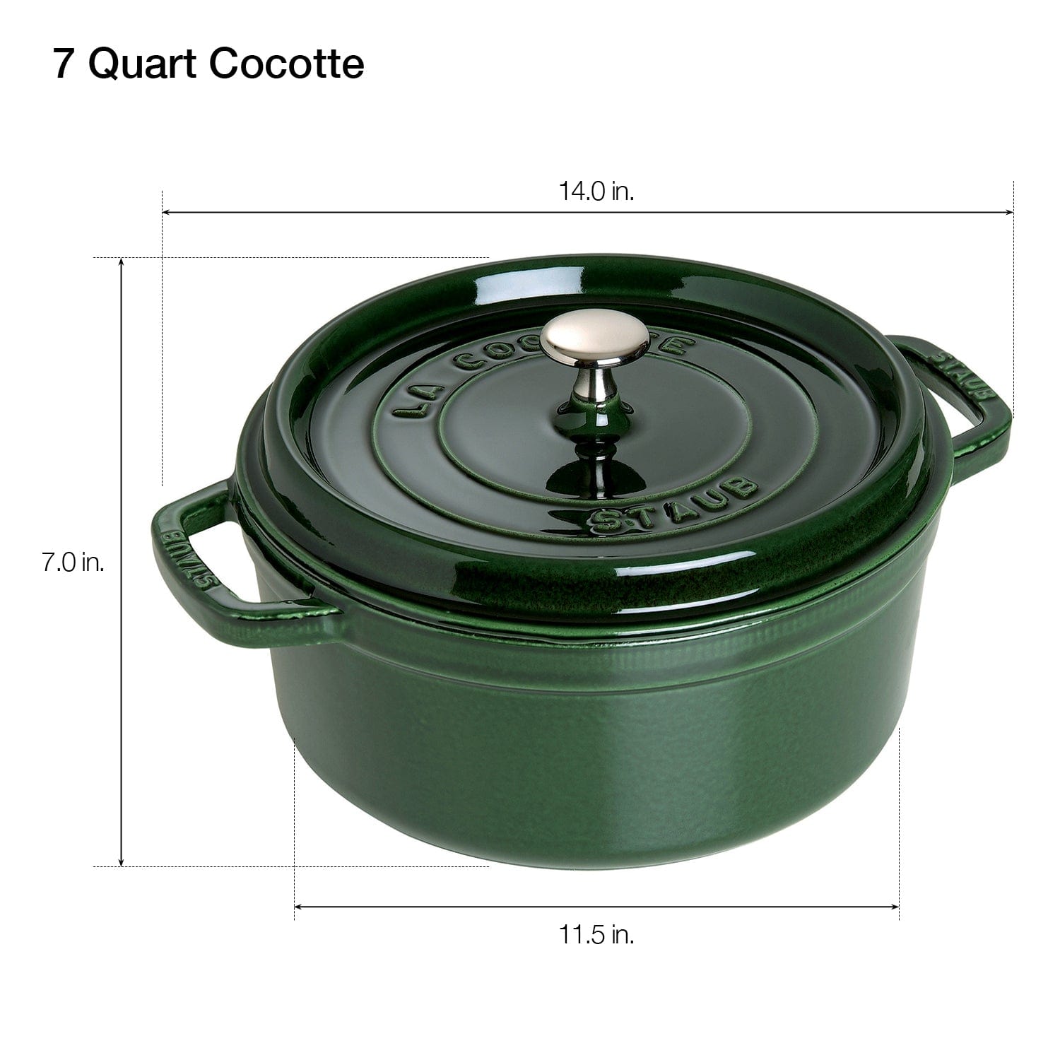 Staub Cast Iron 7-qt Round Cocotte - Basil