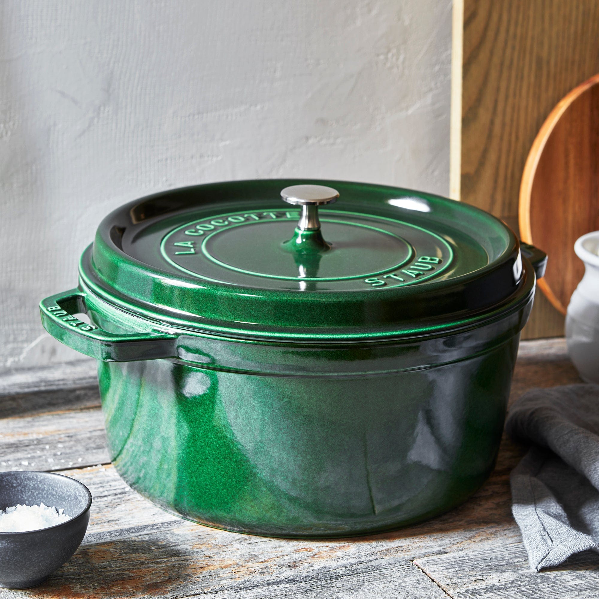 Staub Cast Iron 7-qt Round Cocotte - Basil