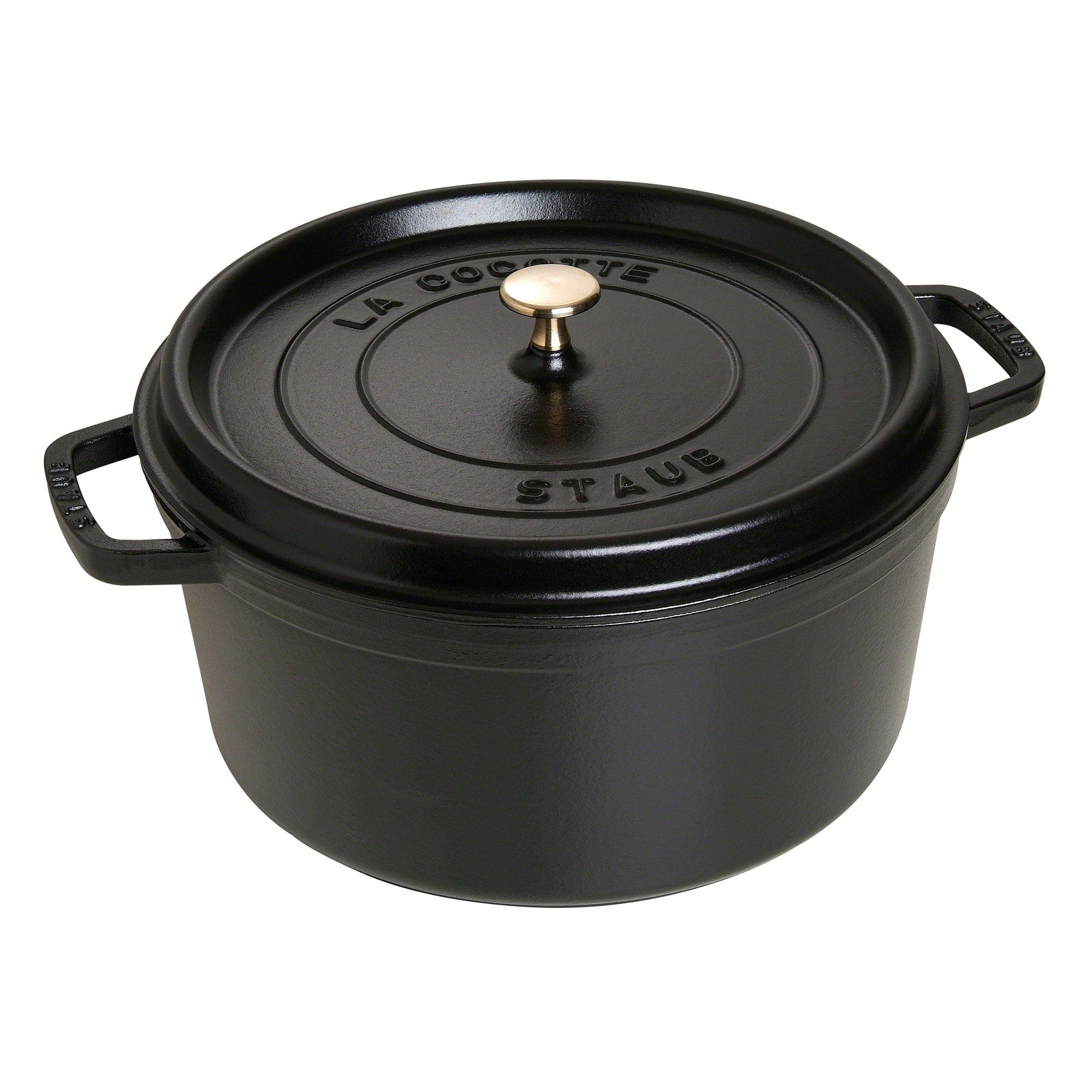 Staub Cast Iron Round Cocotte, Dutch Oven, 9-quart, serves 9-10, Made in France, Matte Black