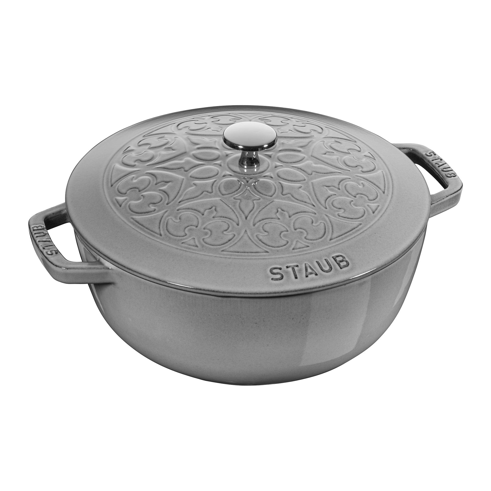 Staub Cast Iron 3.75-qt Essential French Oven with Lilly Lid - Graphite Grey