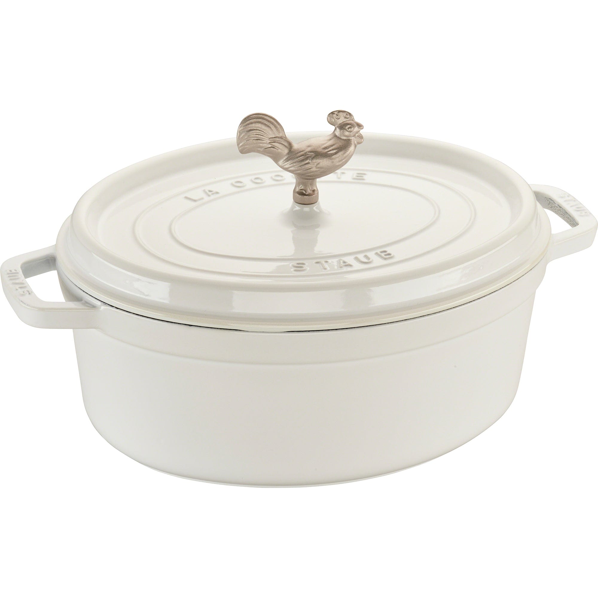 Staub Cast Iron Coq au Vin Cocotte, Dutch Oven, 5.75-quart, serves 5-6, Made in France, White