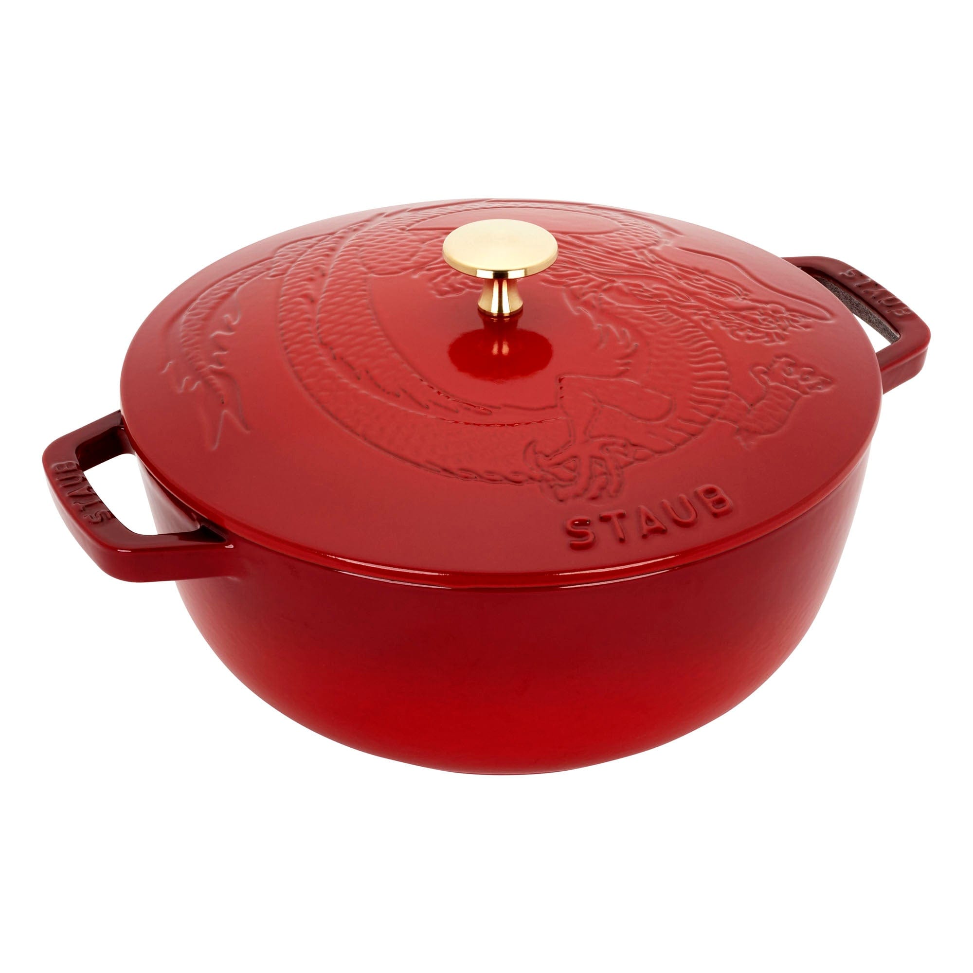 Staub Cast Iron 3.75-qt Essential French Oven with Dragon Lid - Cherry