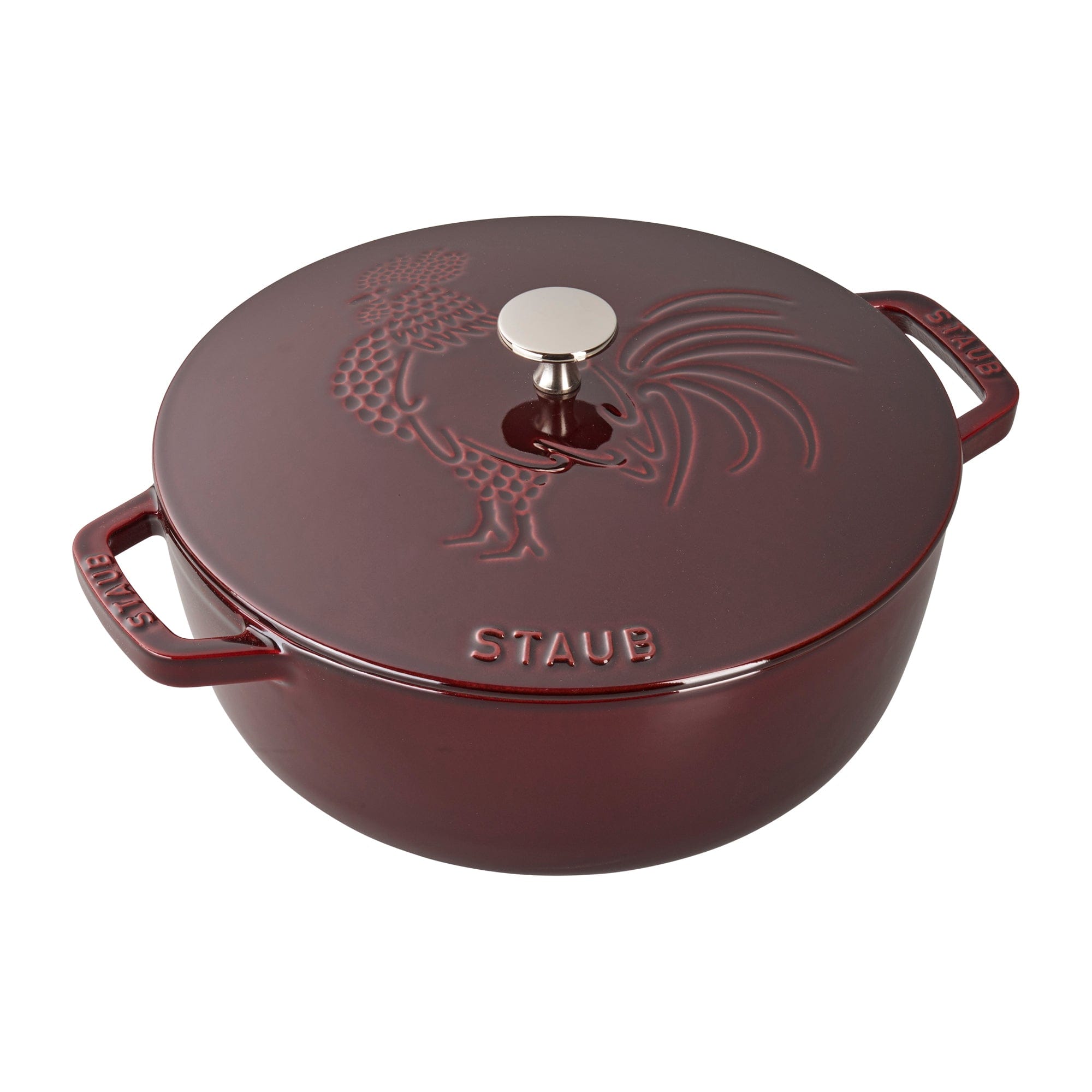 Staub Cast Iron 3.75-qt Essential French Oven Rooster - Grenadine