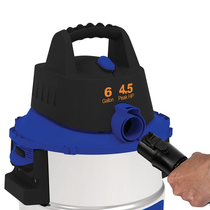Koblenz WD 6 L212 SS 6-Gallon Portable Wet/Dry Vacuum with Blower, Stainless Steel and Blue