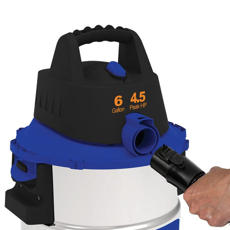 Koblenz WD 6 L212 SS 6-Gallon Portable Wet/Dry Vacuum with Blower, Stainless Steel and Blue