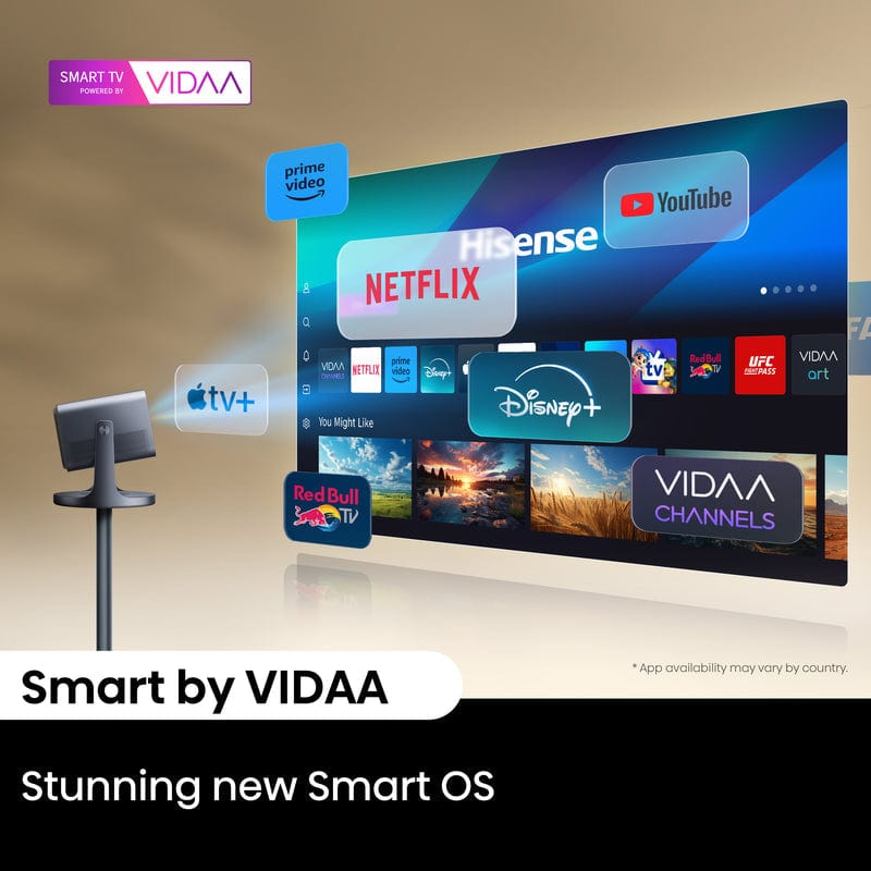 Hisense C2 4K Triple Laser Smart Mini Projector, Black - Certified Refurbished