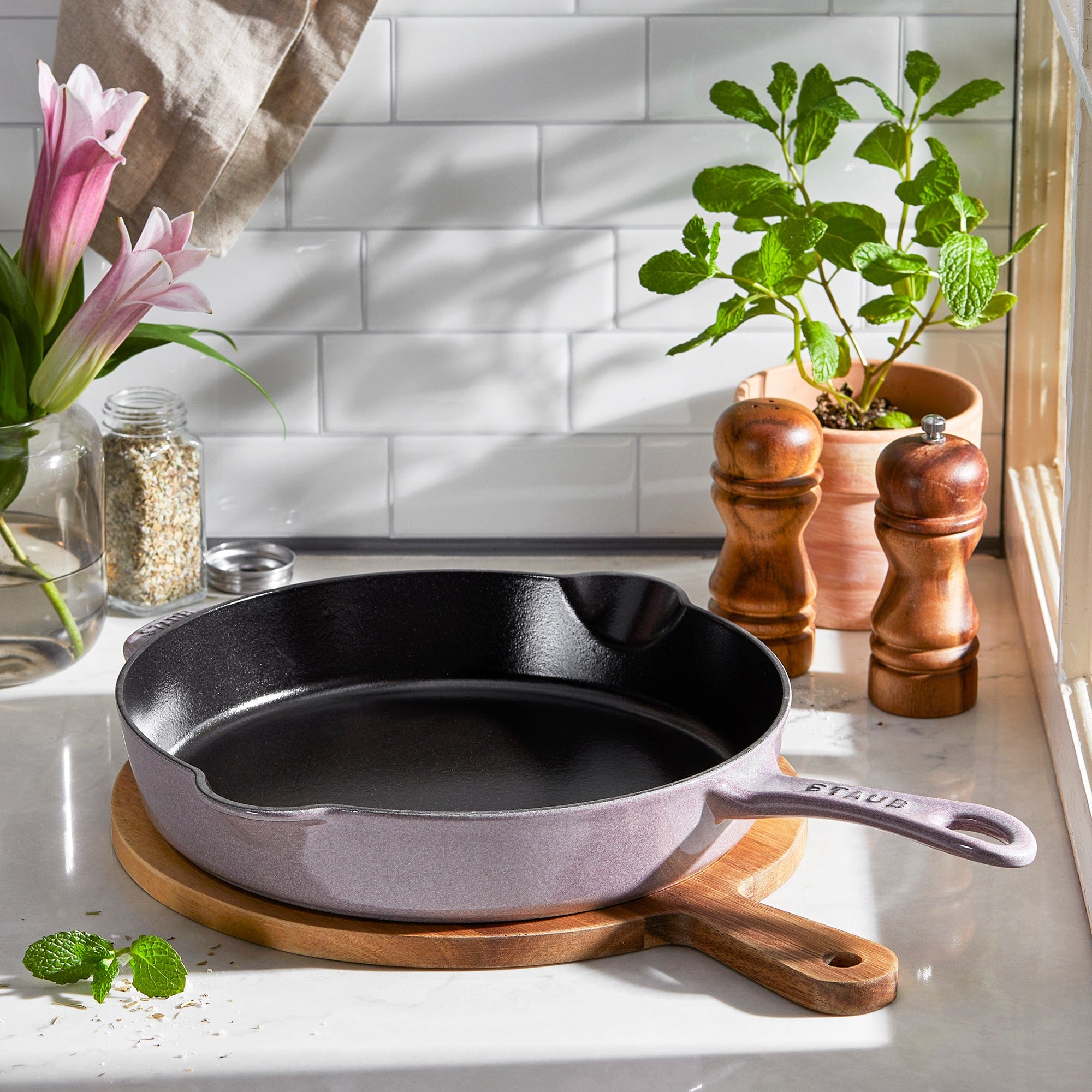 Staub Cast Iron 11-inch Traditional Deep Skillet - Lilac