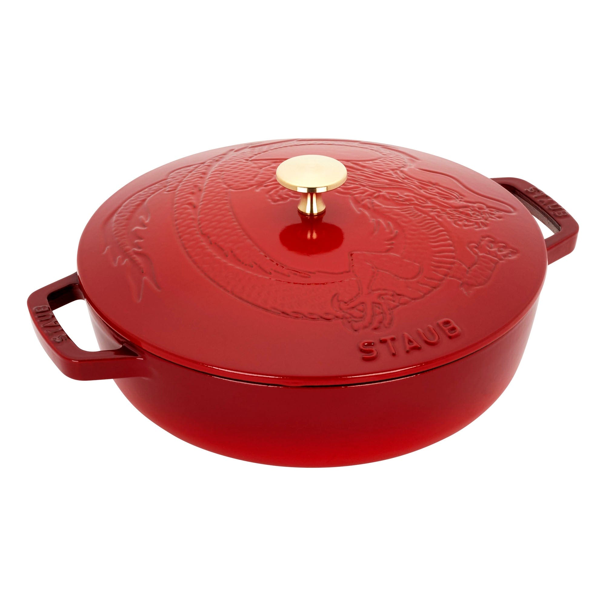 Staub Cast Iron 2.5-qt Braiser with Dragon Lid - Cherry