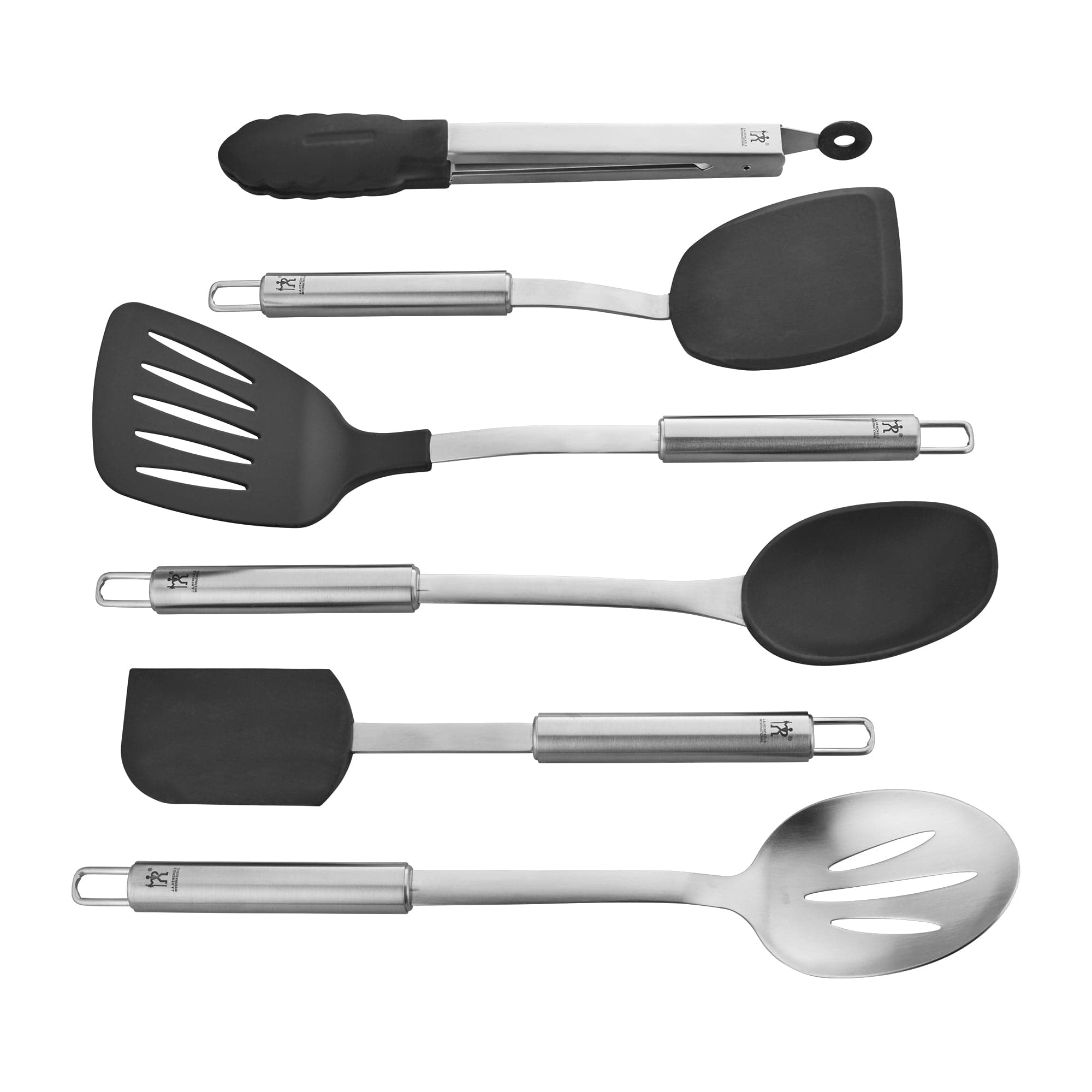 Henckels Cooking Tools 6-PC Kitchen Gadgets Set with Spatula, Tongs, Cooking Spoon, Stainless Steel