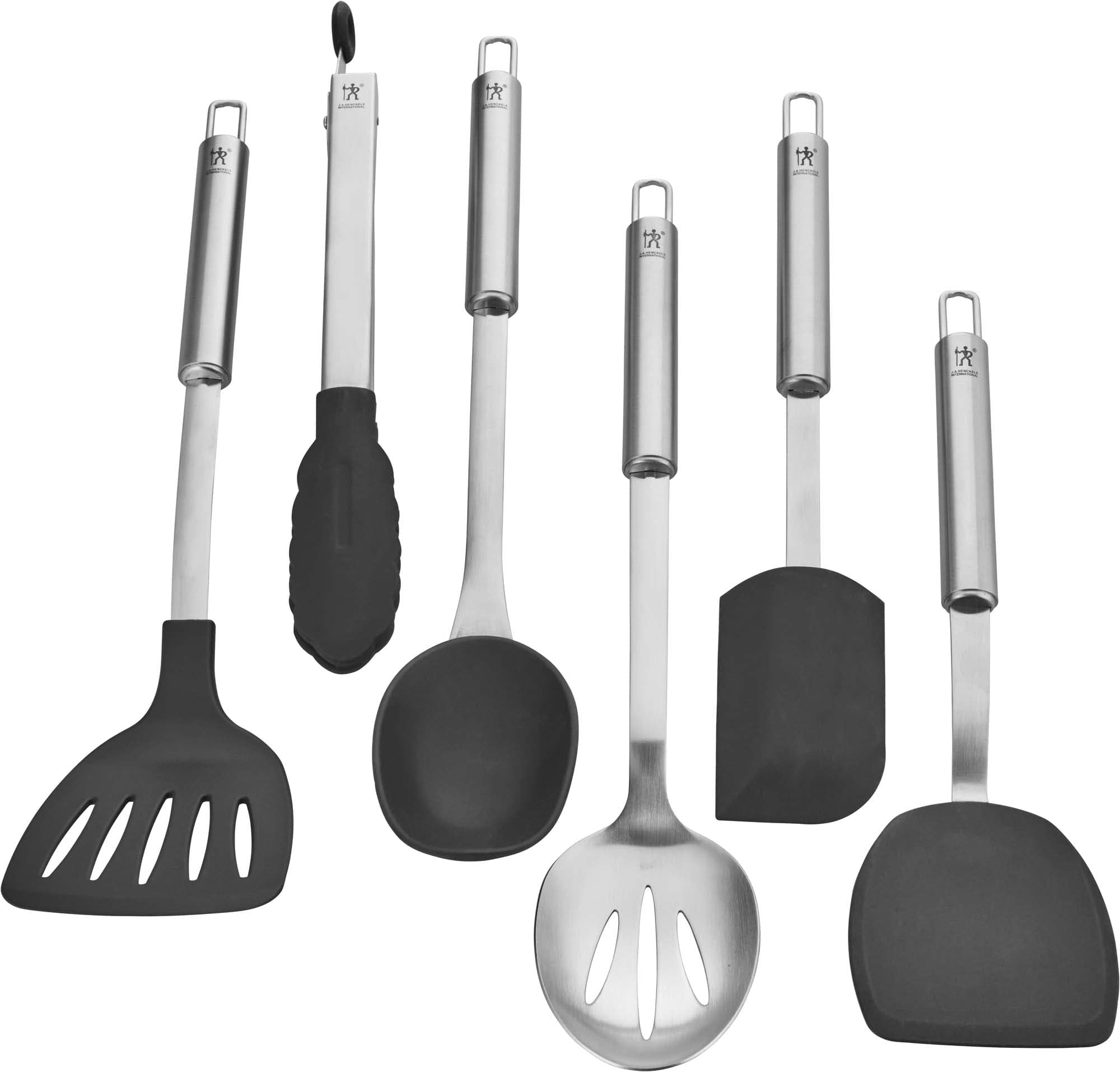 Henckels Cooking Tools 6-PC Kitchen Gadgets Set with Spatula, Tongs, Cooking Spoon, Stainless Steel