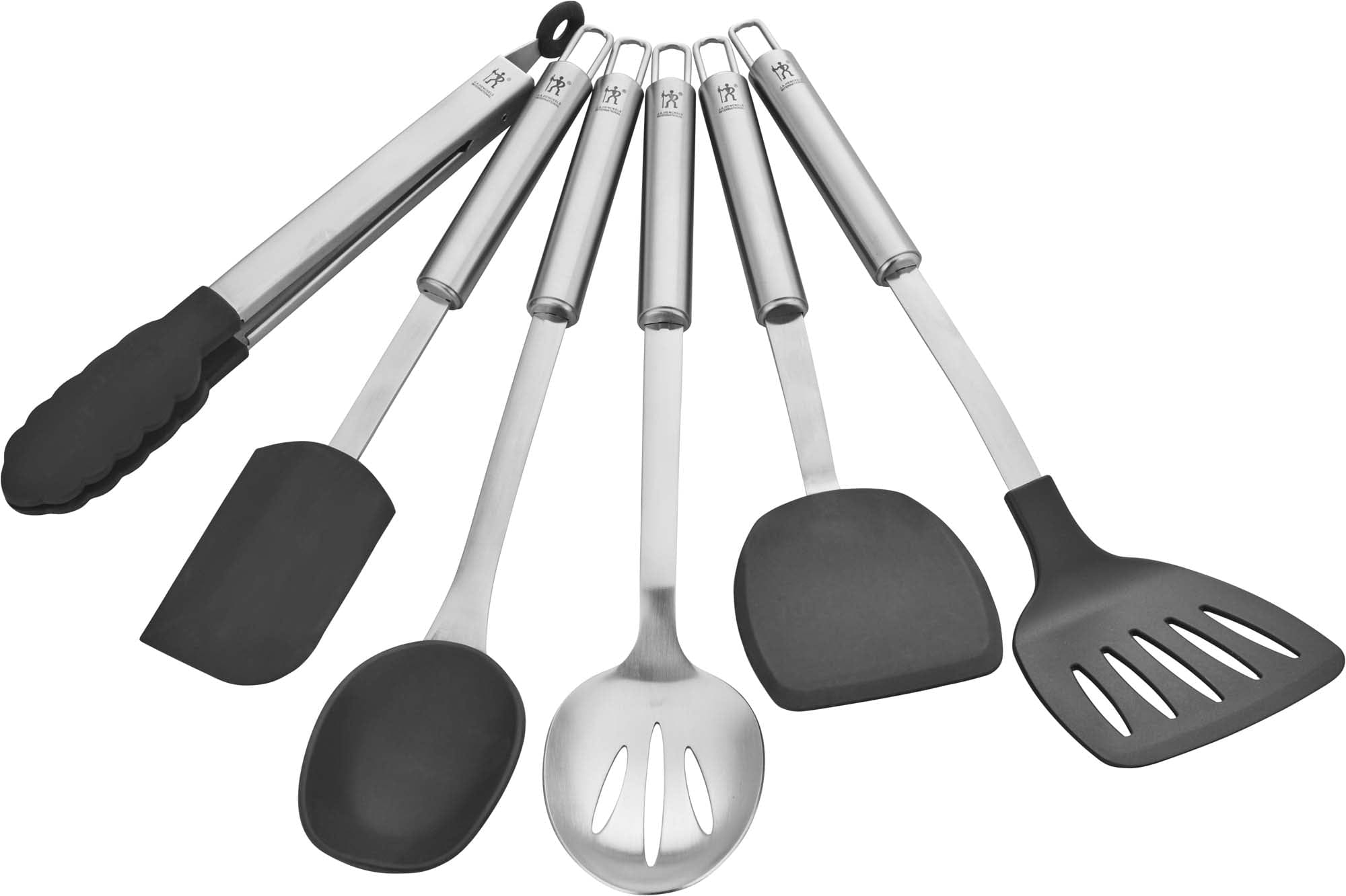 Henckels Cooking Tools 6-PC Kitchen Gadgets Set with Spatula, Tongs, Cooking Spoon, Stainless Steel