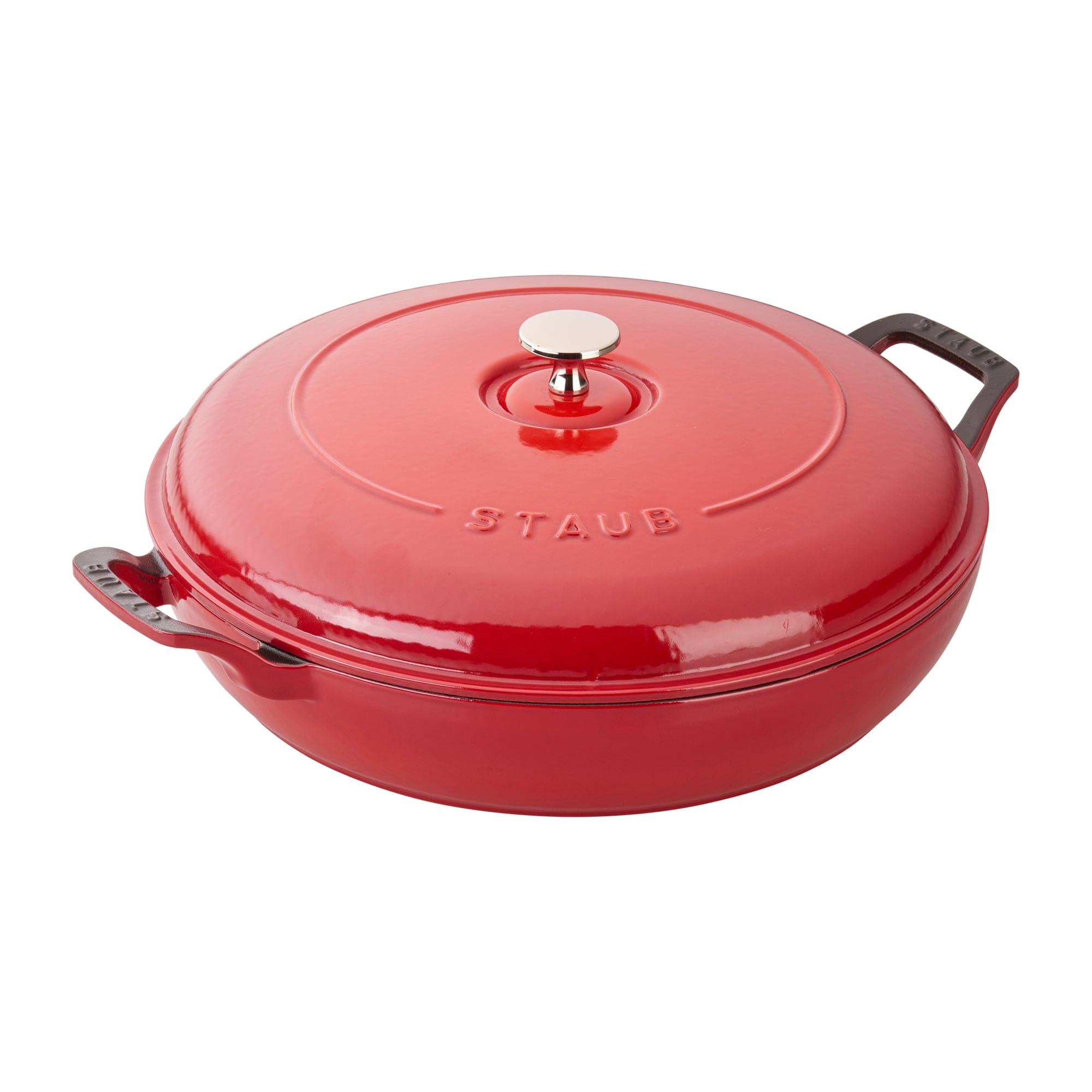 Staub Cast Iron Braiser, Dutch Oven, 3.5-quart, serves 3-4, Made in France, Cherry