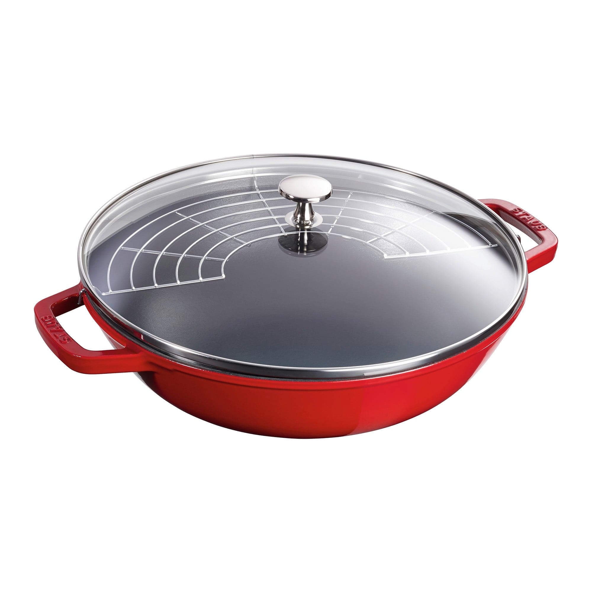 Staub Cast Iron Perfect Pan , Dutch Oven, 4.5-quart,  serves 4-5, Made in France, Cherry