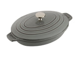 Staub Cast Iron 9-inch x 6.6-inch Oval Covered Baking Dish - Graphite Grey