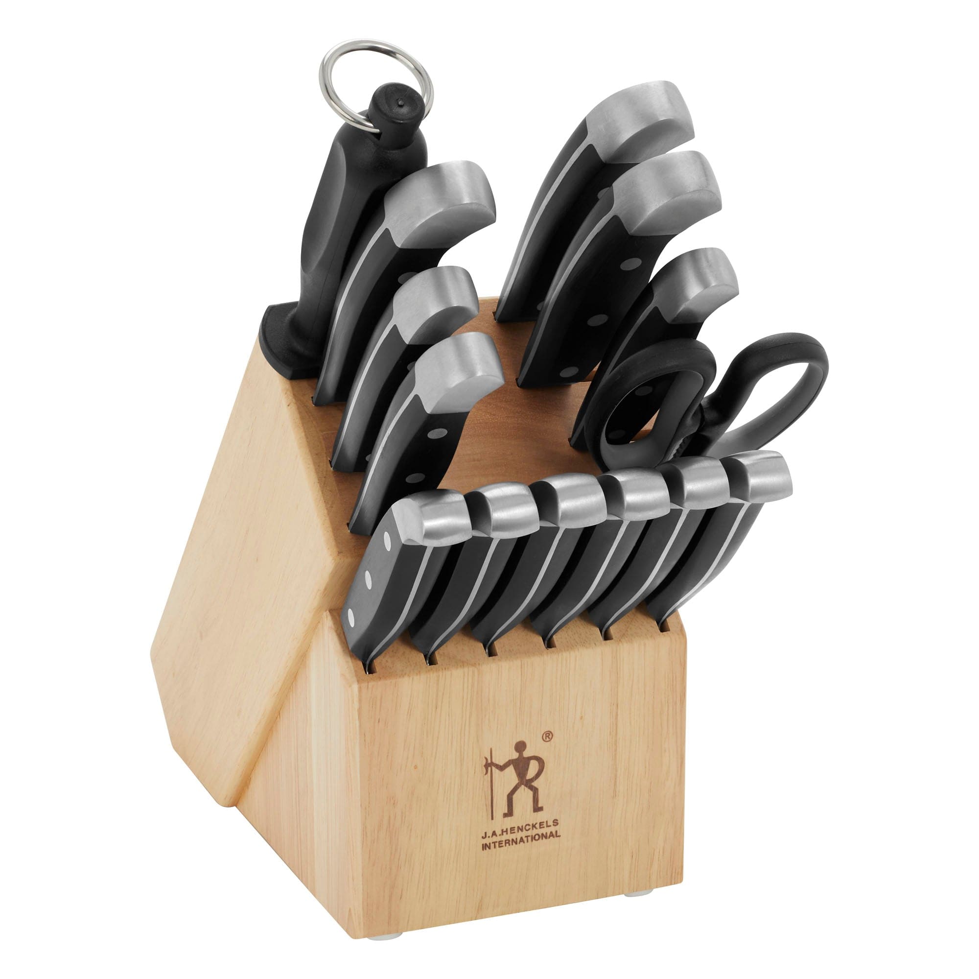 Henckels Statement 15-pc Kitchen Knife Set with Block, Chef, Steak set, Kitchen Sharpener, Light Brown, Stainless Steel