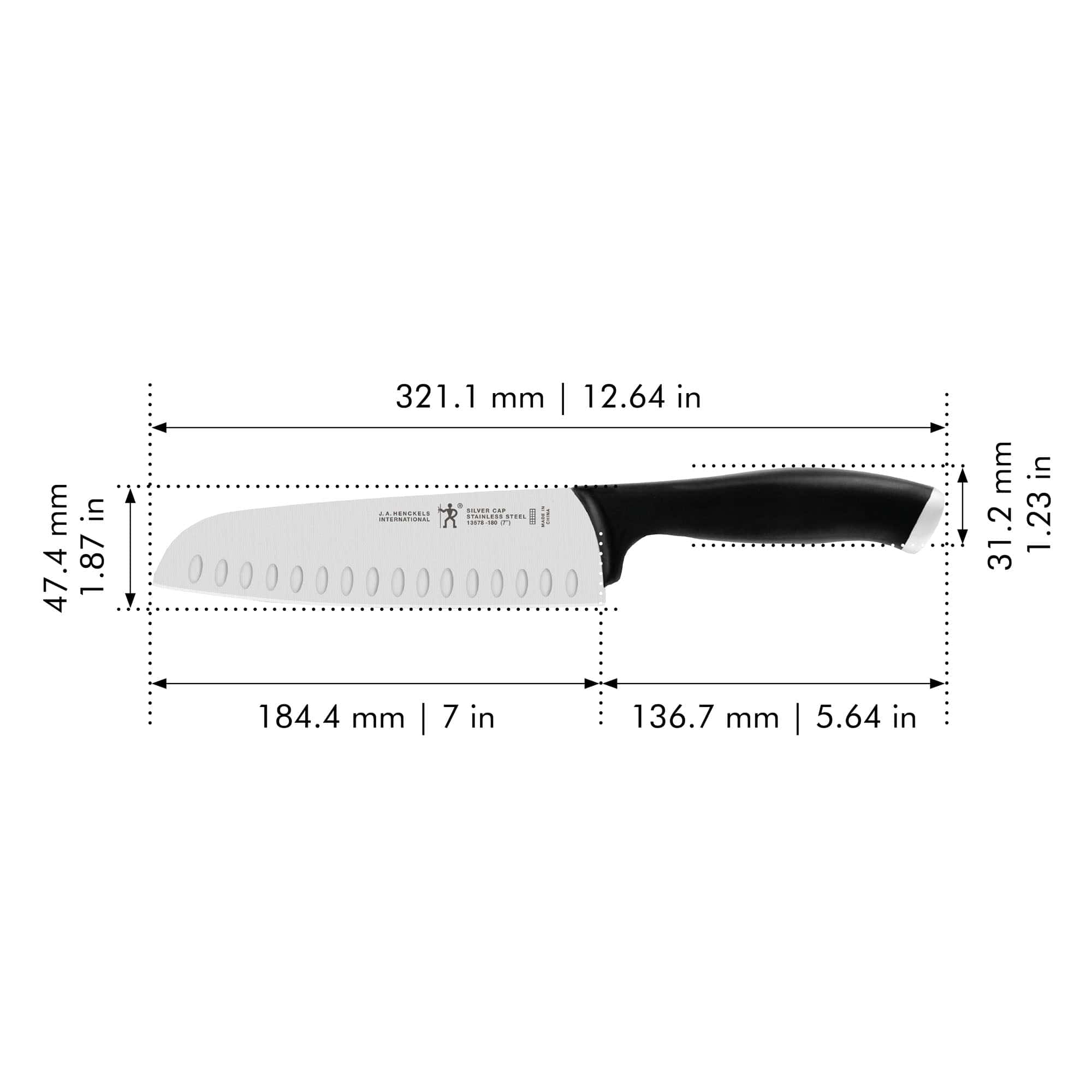 Henckels Silvercap 7-inch Hollow Edge Santoku Knife