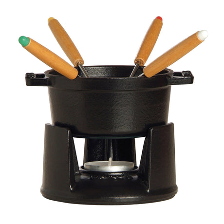 Staub Cast Iron 0.25-qt Mini Chocolate Fondue Set - Matte Black