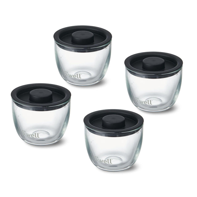 S'well Glass Meal Prep Bowls, Set of 4, 12 oz Leakproof Lids, Microwave and Dishwasher Safe, BPA-Free