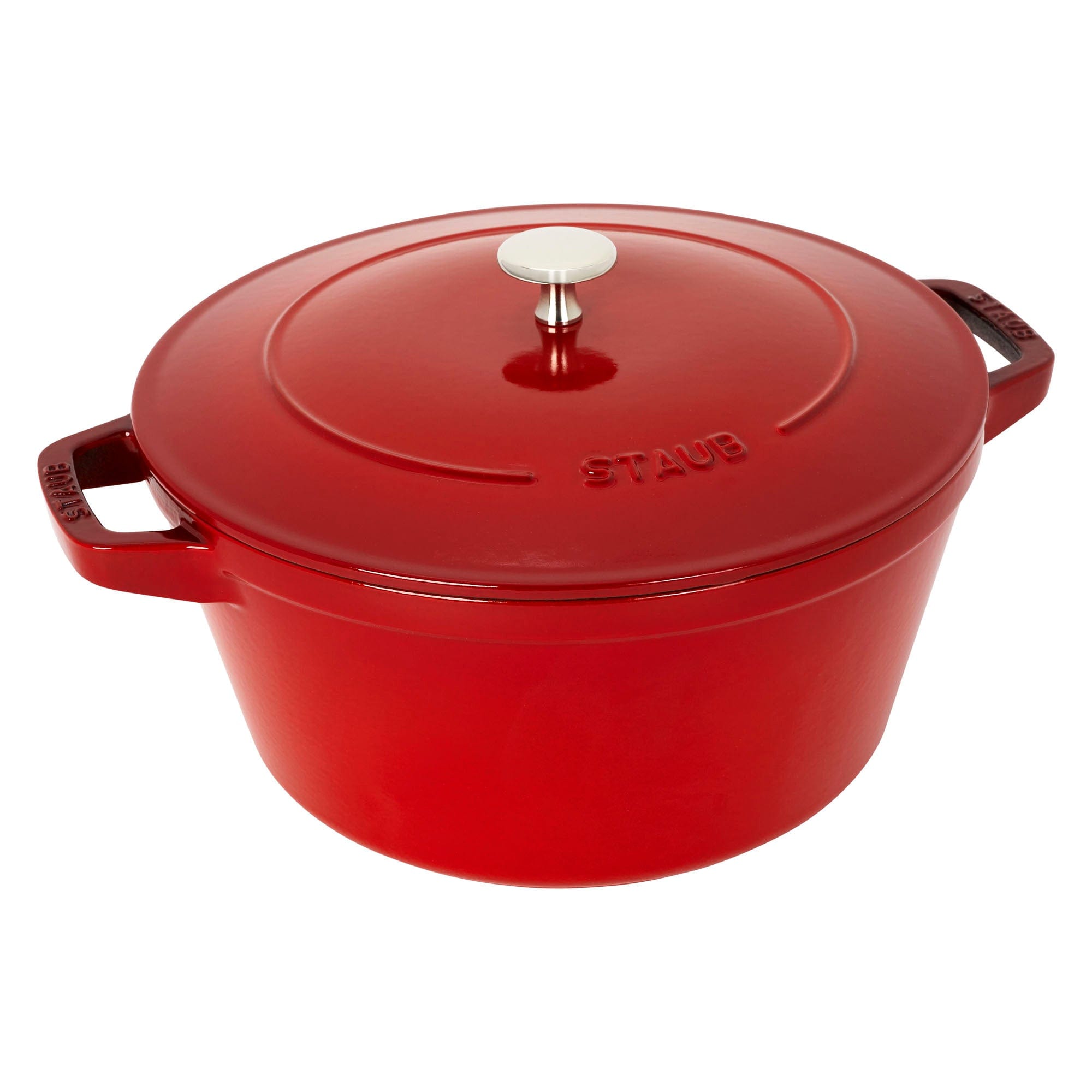 Staub Cast Iron Set 4-pc, Stackable Space-Saving Cookware Set, Dutch Oven with Lid, Cherry