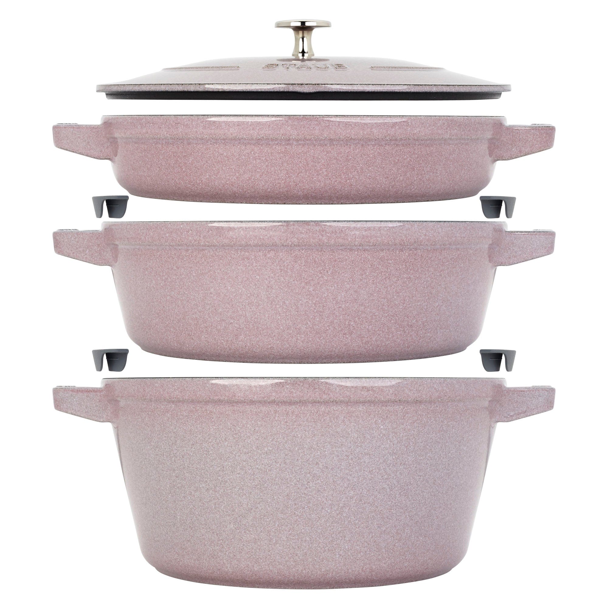 Staub Cast Iron Set 4-pc, Stackable Space-Saving Cookware Set, Dutch Oven with Lid, Lilac