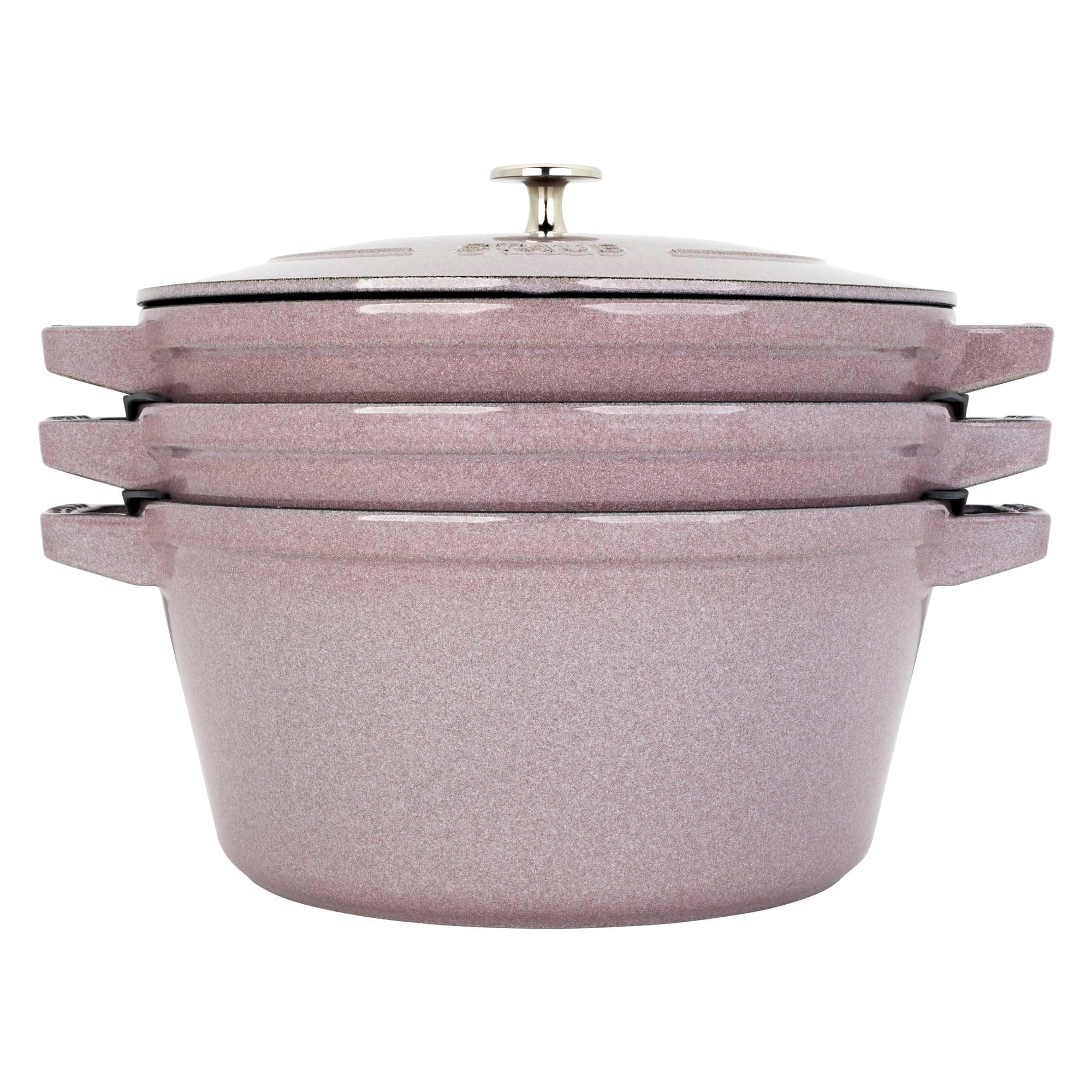 Staub Cast Iron Set 4-pc, Stackable Space-Saving Cookware Set, Dutch Oven with Lid, Lilac