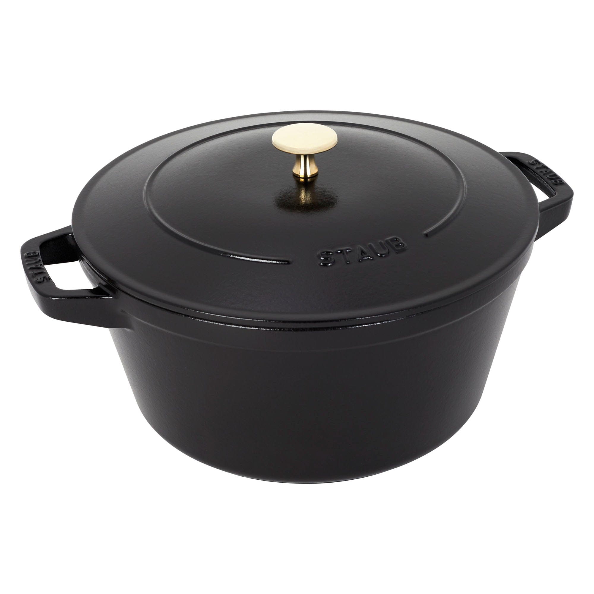 Staub Cast Iron Set 4-pc, Stackable Space-Saving Cookware Set, Dutch Oven with Lid, Matte Black