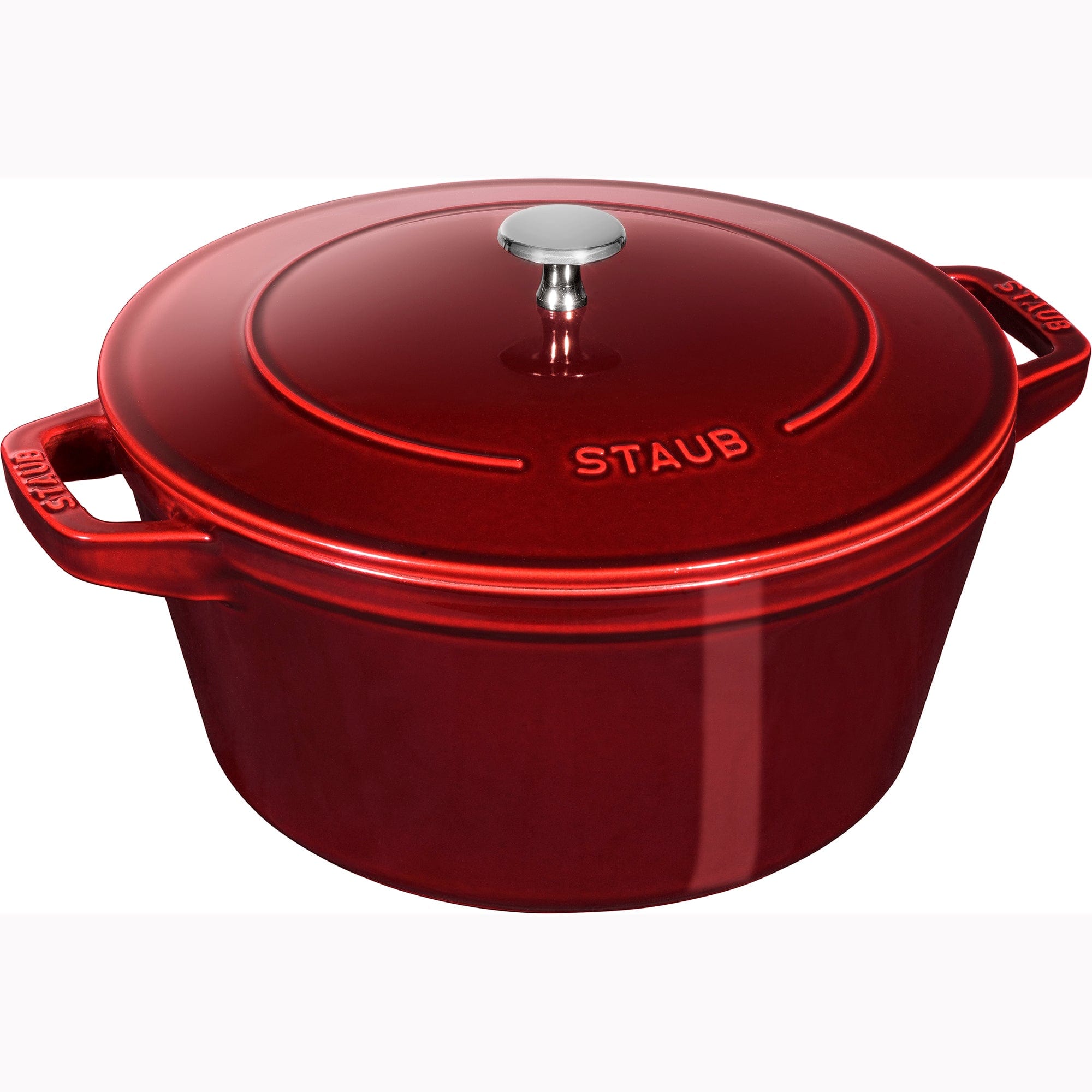 Staub Cast Iron Set 4-pc, Stackable Space-Saving Cookware Set, Dutch Oven with Lid, Grenadine