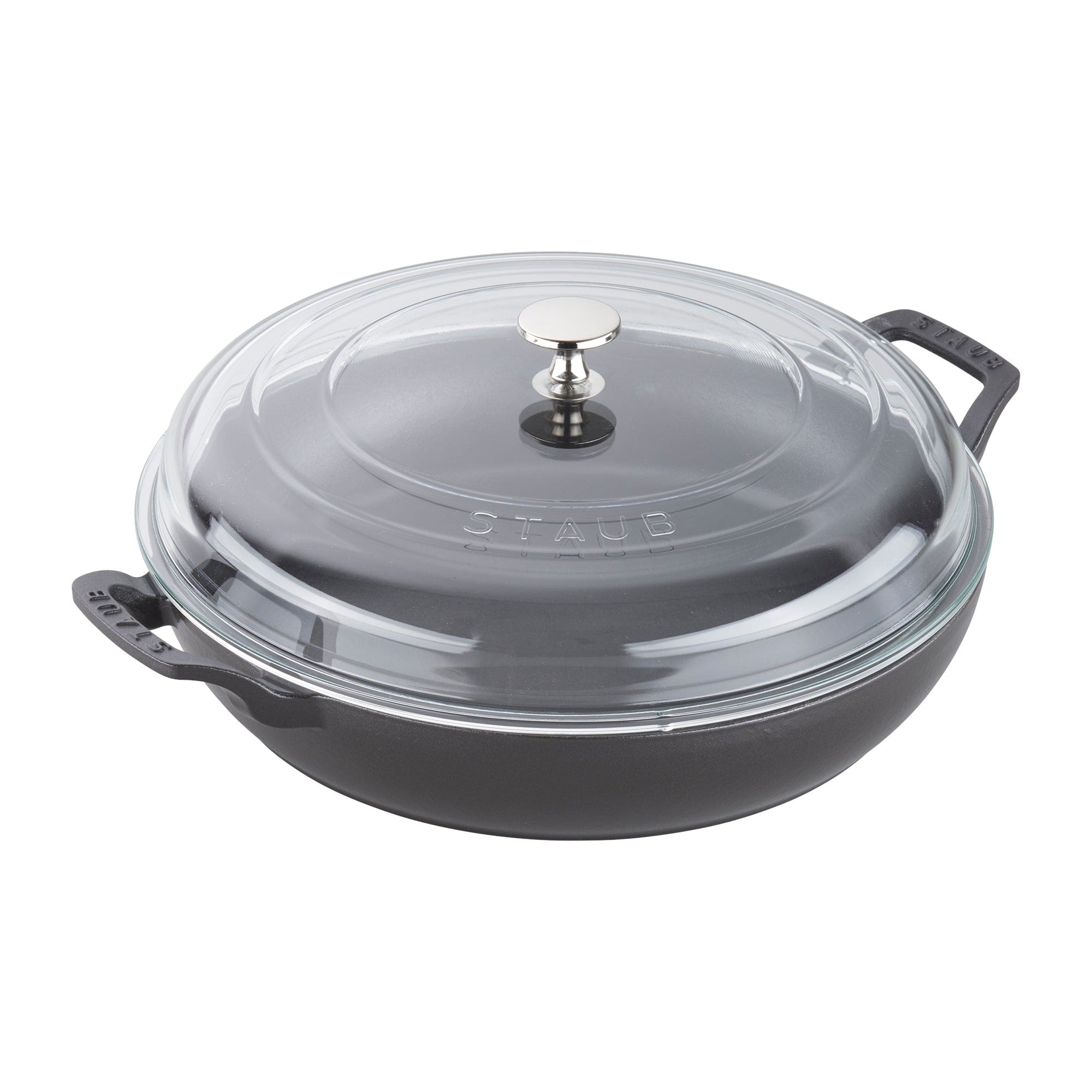 Staub Cast Iron Braiser with Glass Lid, Dutch Oven, 3.5-quart, serves 3-4, Made in France, Matte Black