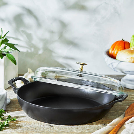 Staub Cast Iron 3.5-qt Braiser with Glass Lid - Matte Black