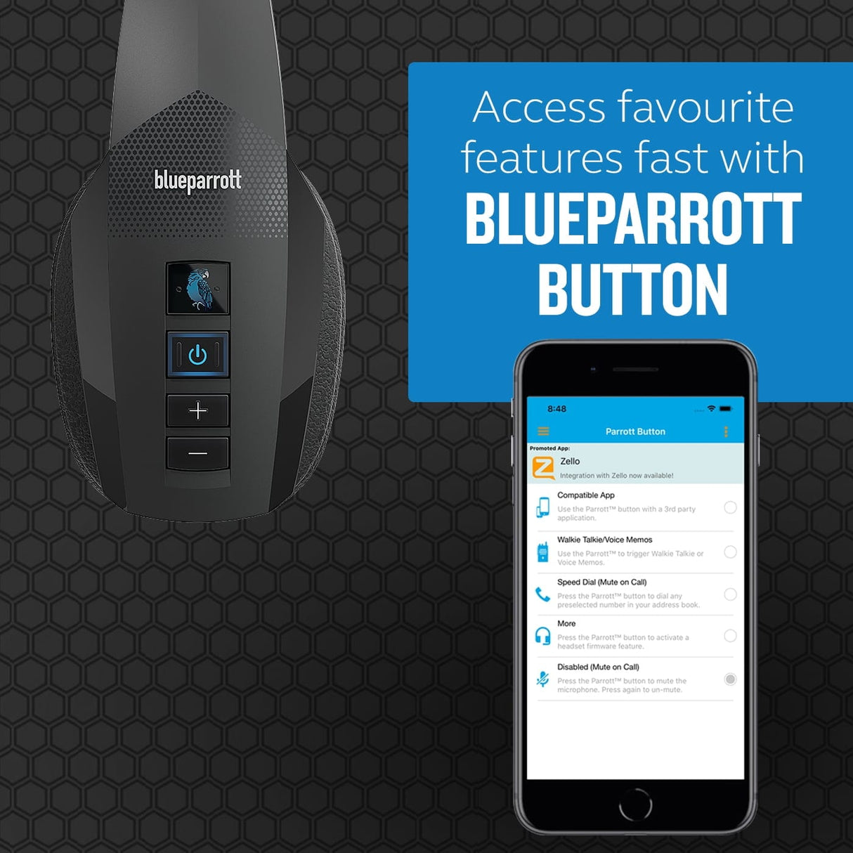 BlueParrott Noise Cancelling Trucker Bluetooth Headset, Updated Design, Industry Leading Sound & Comfort, 24H Talk Time, Black - Refurbished