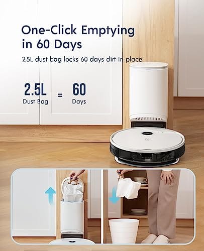 Ecovacs Yeedi Vac Station K781+ Robot Vacuum & Mop, Self-Empty, 3000Pa Suction, 200-Min Runtime, Smart Visual Mapping, White - Certified Refurbished