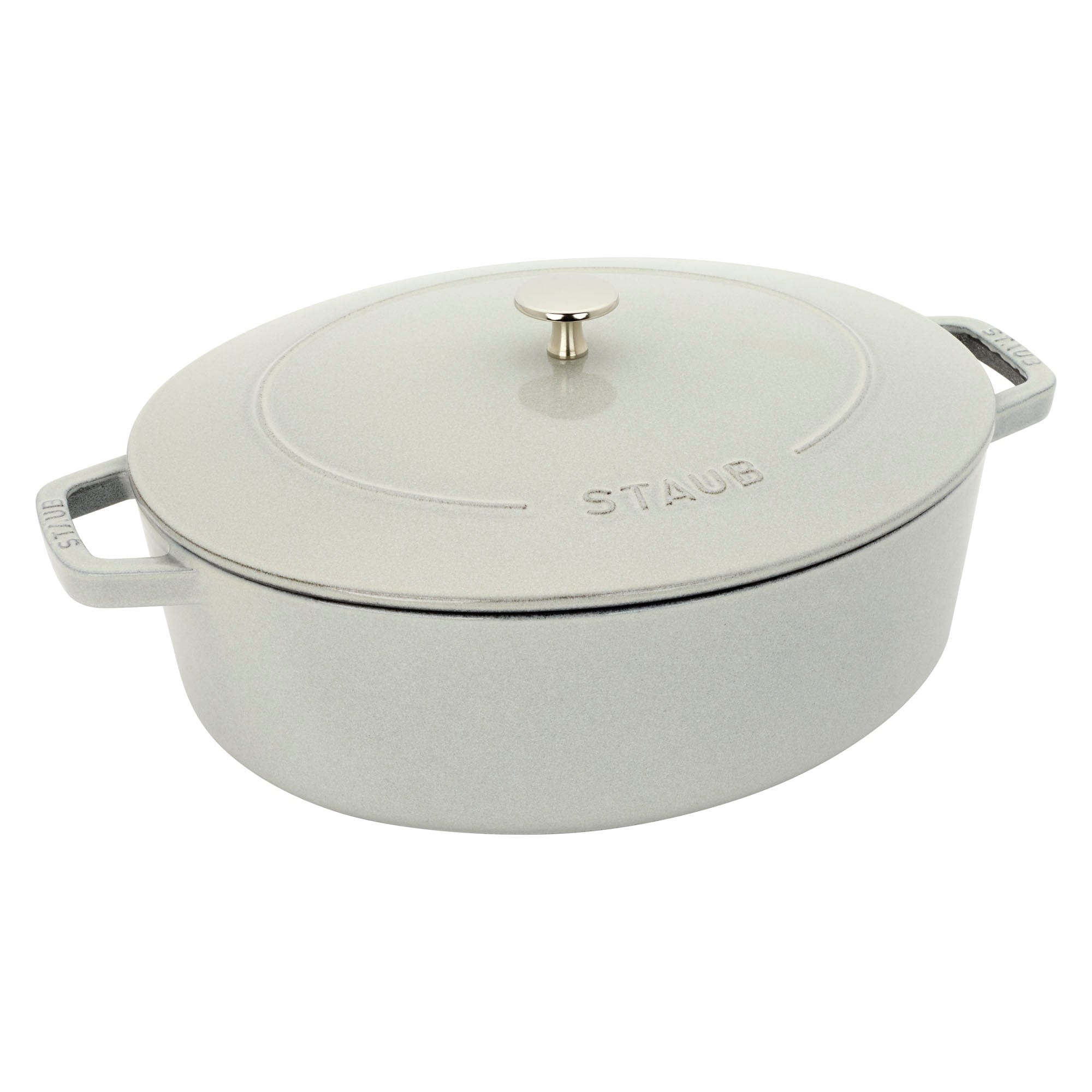 Staub Cast Iron 6.25-qt Shallow Oval Dutch Oven - White Truffle