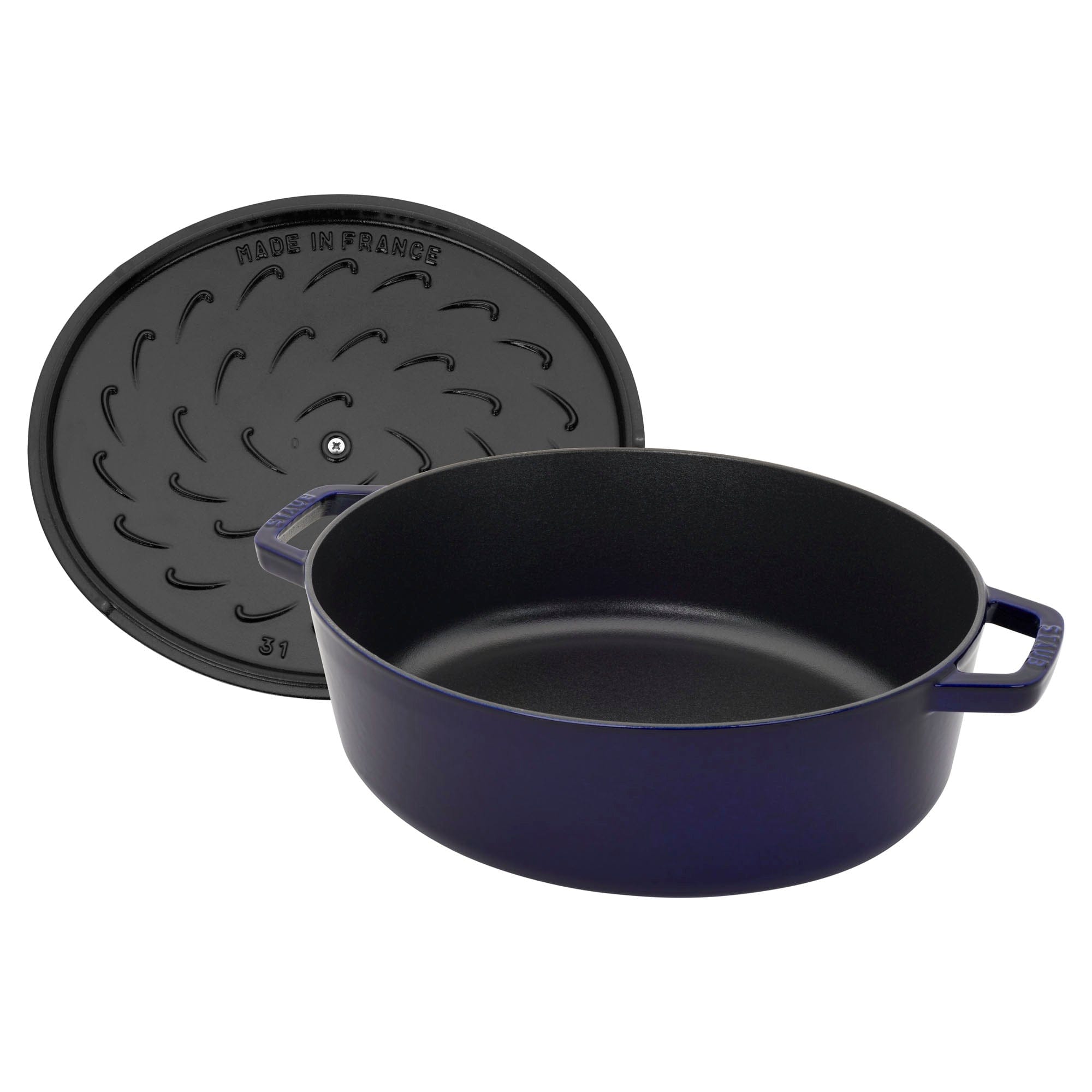 Staub Cast Iron 6.25-qt Shallow Oval Dutch Oven - Dark Blue