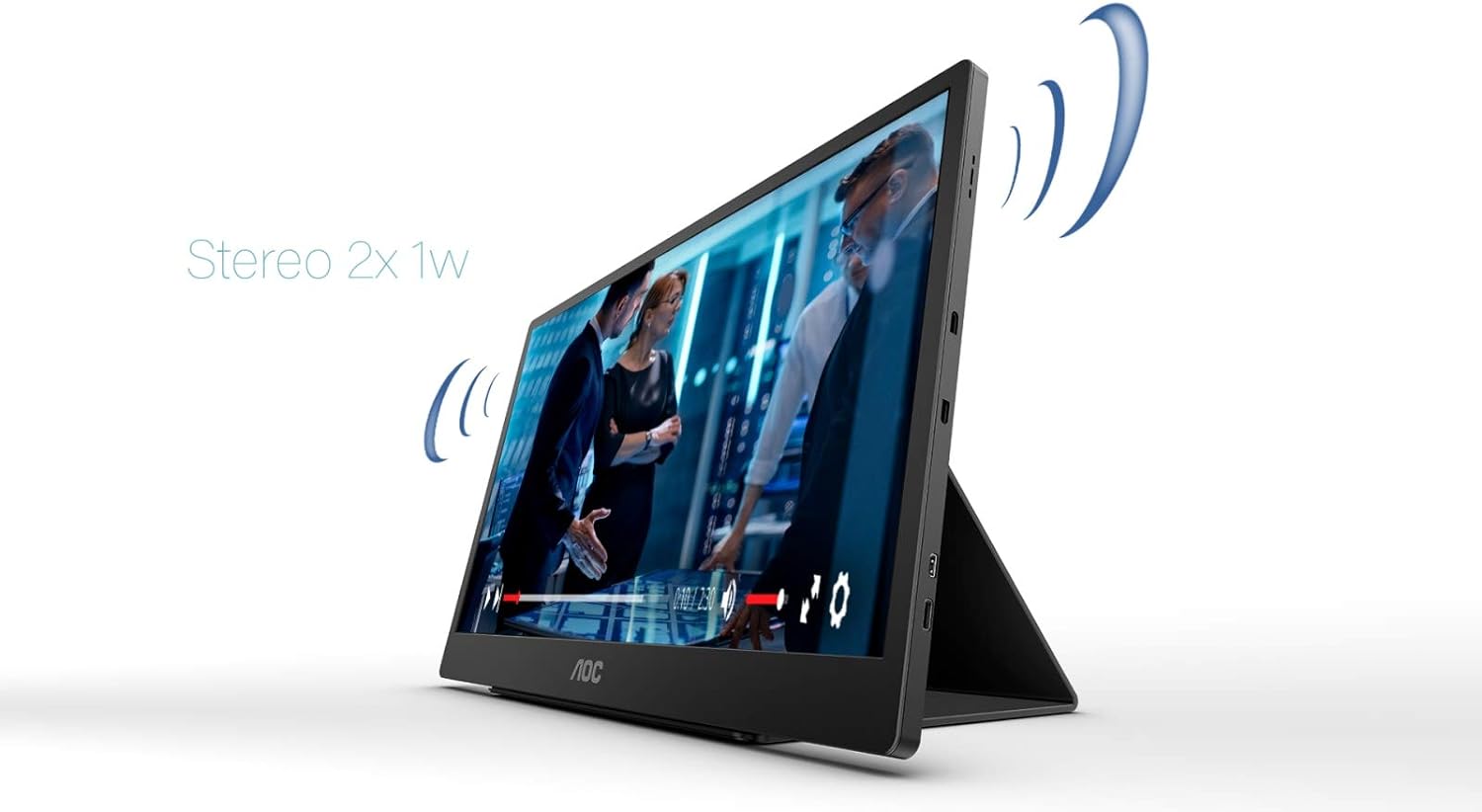 AOC 16T2-B 16" Touch-Enabled 1920 x 1080 60Hz Portable Monitor - Certified Refurbished