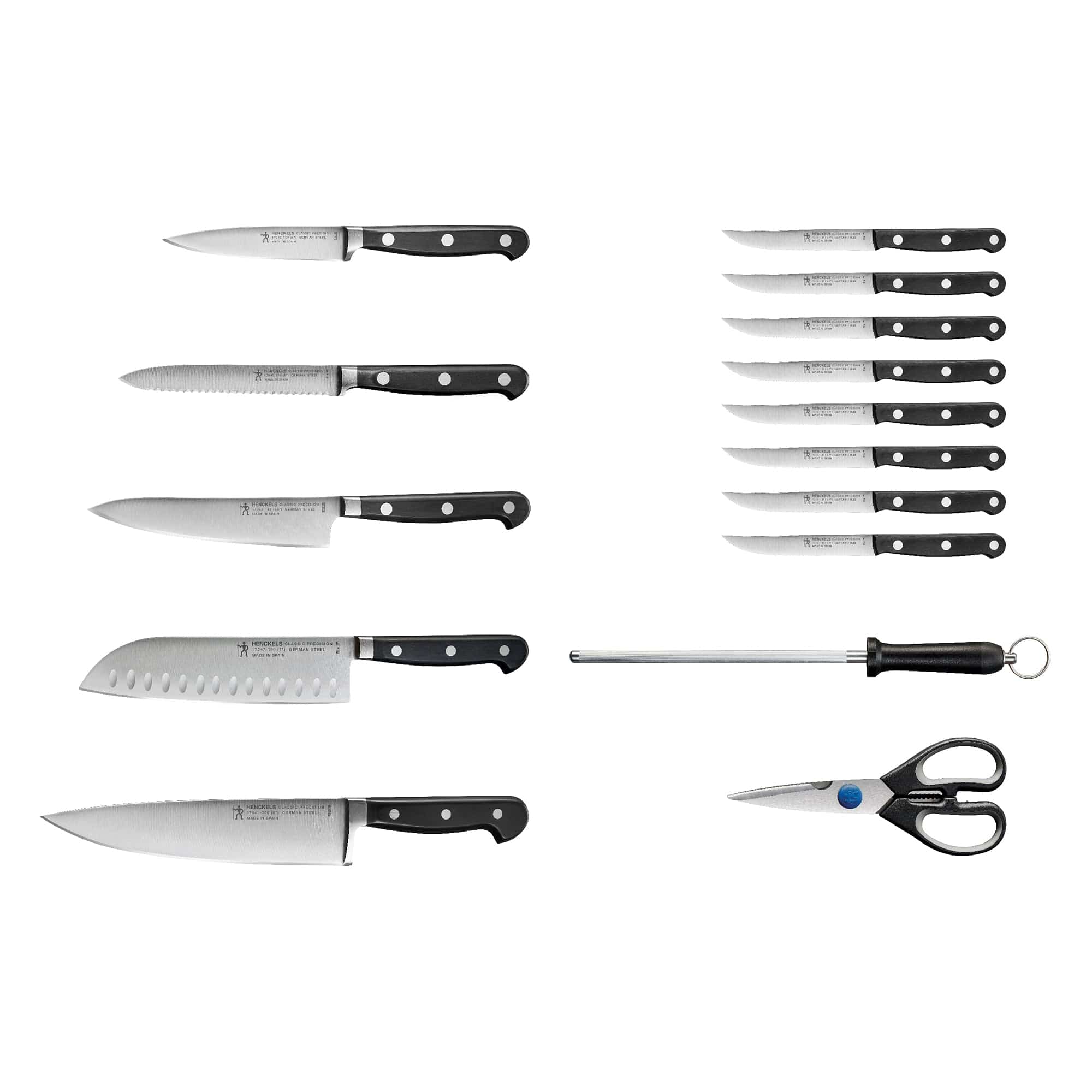 Henckels Classic Precision 16-Piece Kitchen Knife Set with Block, Chef Knife, Steak Knife Set