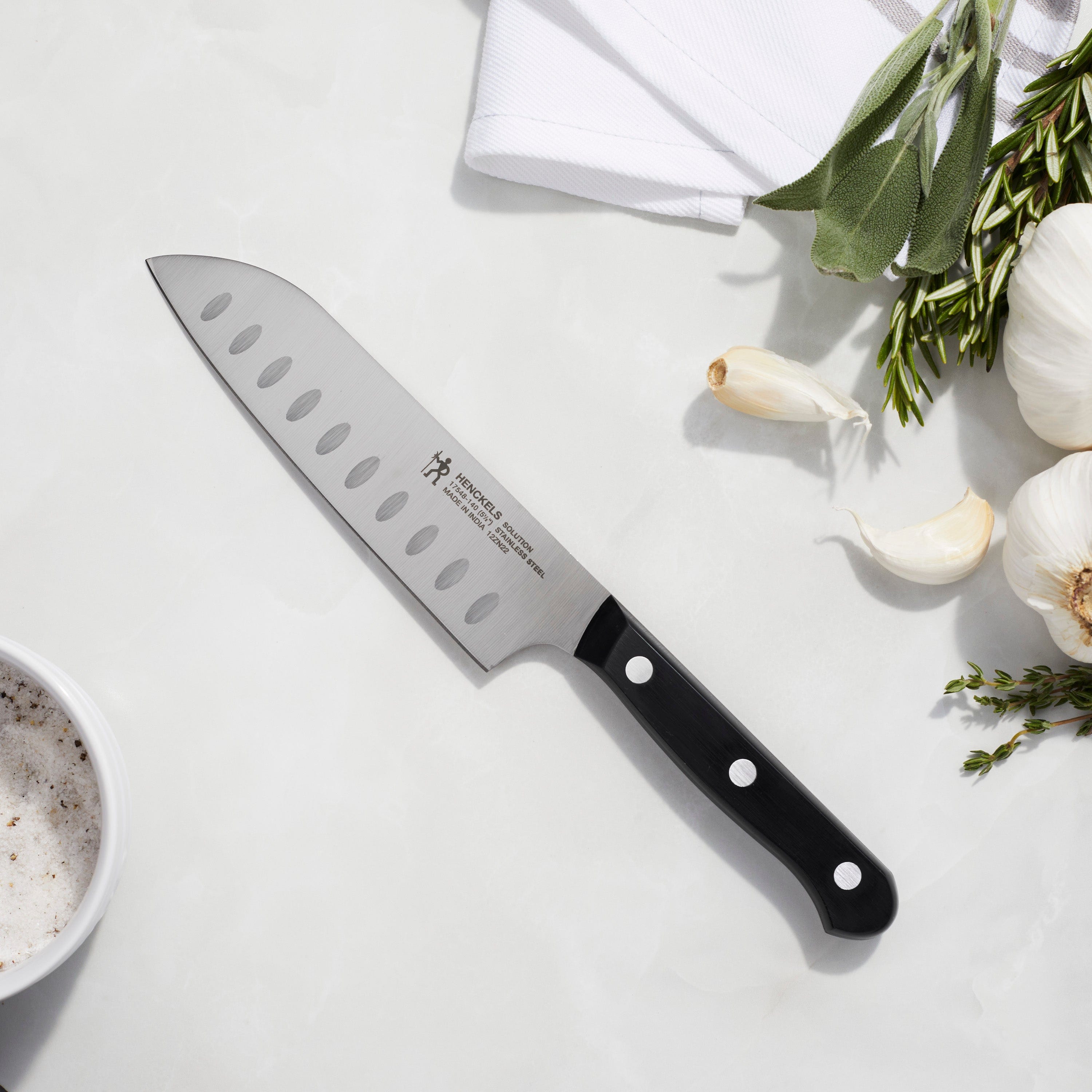 Henckels Solution 5-inch Hollow Edge Santoku Knife