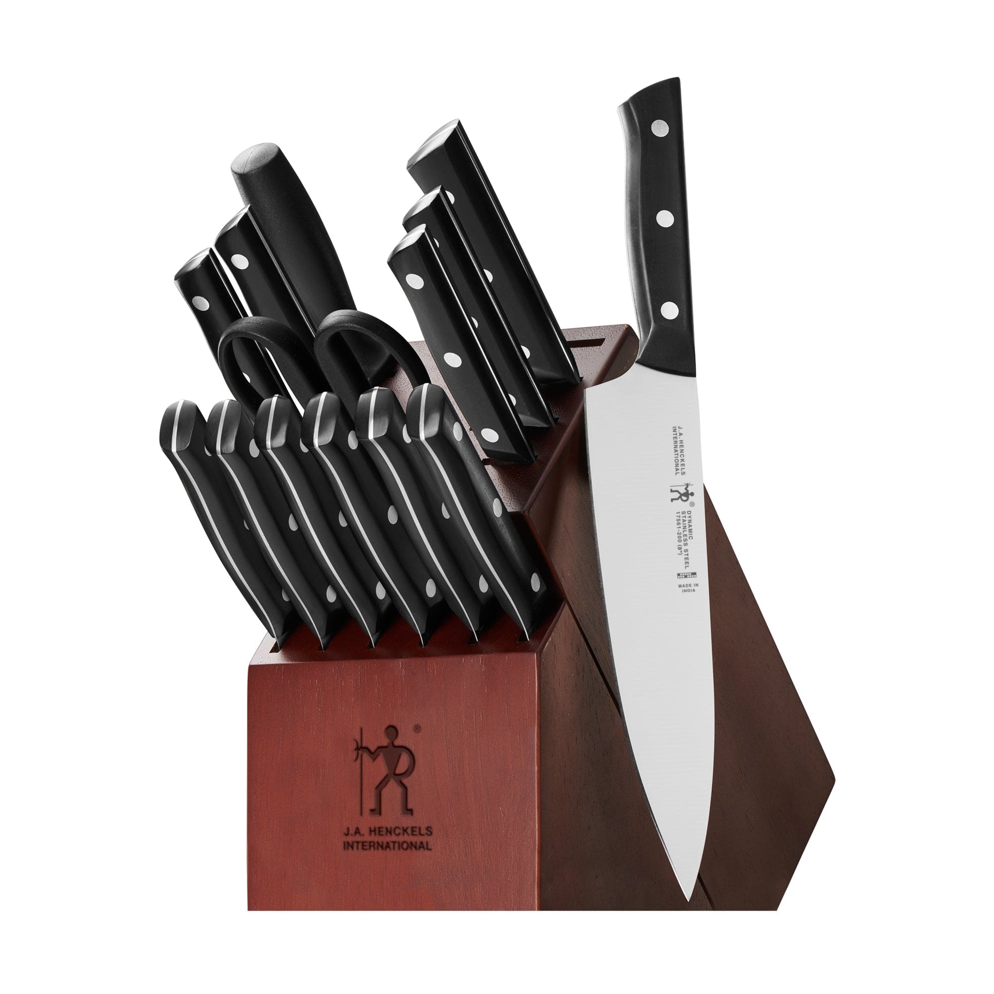 Henckels Dynamic Razor-Sharp 15-pc Knife Set, German Engineered, Chefs Knife, Dark Brown