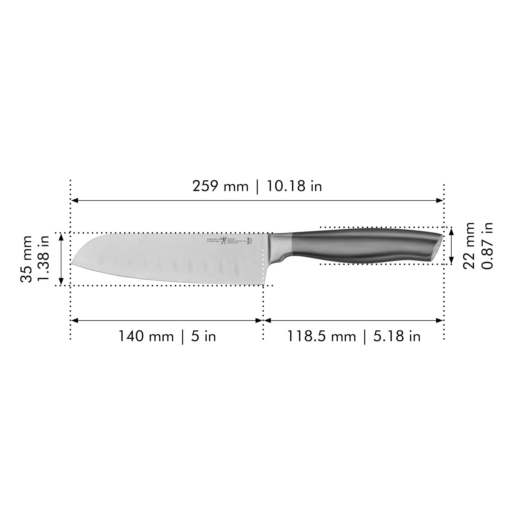 Henckels Graphite 5-inch Hollow Edge Santoku Knife