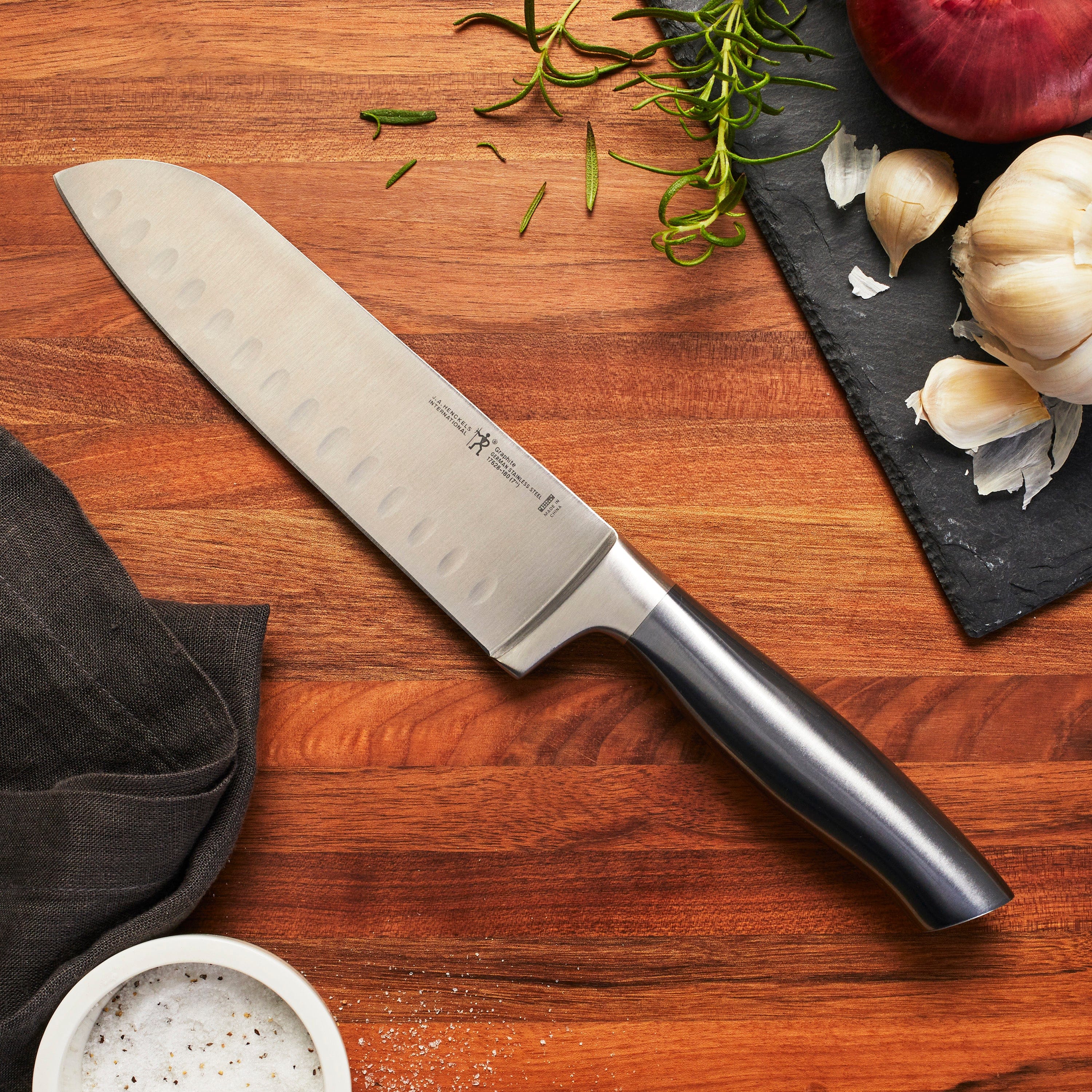 Henckels Graphite 7-inch Hollow Edge Santoku Knife