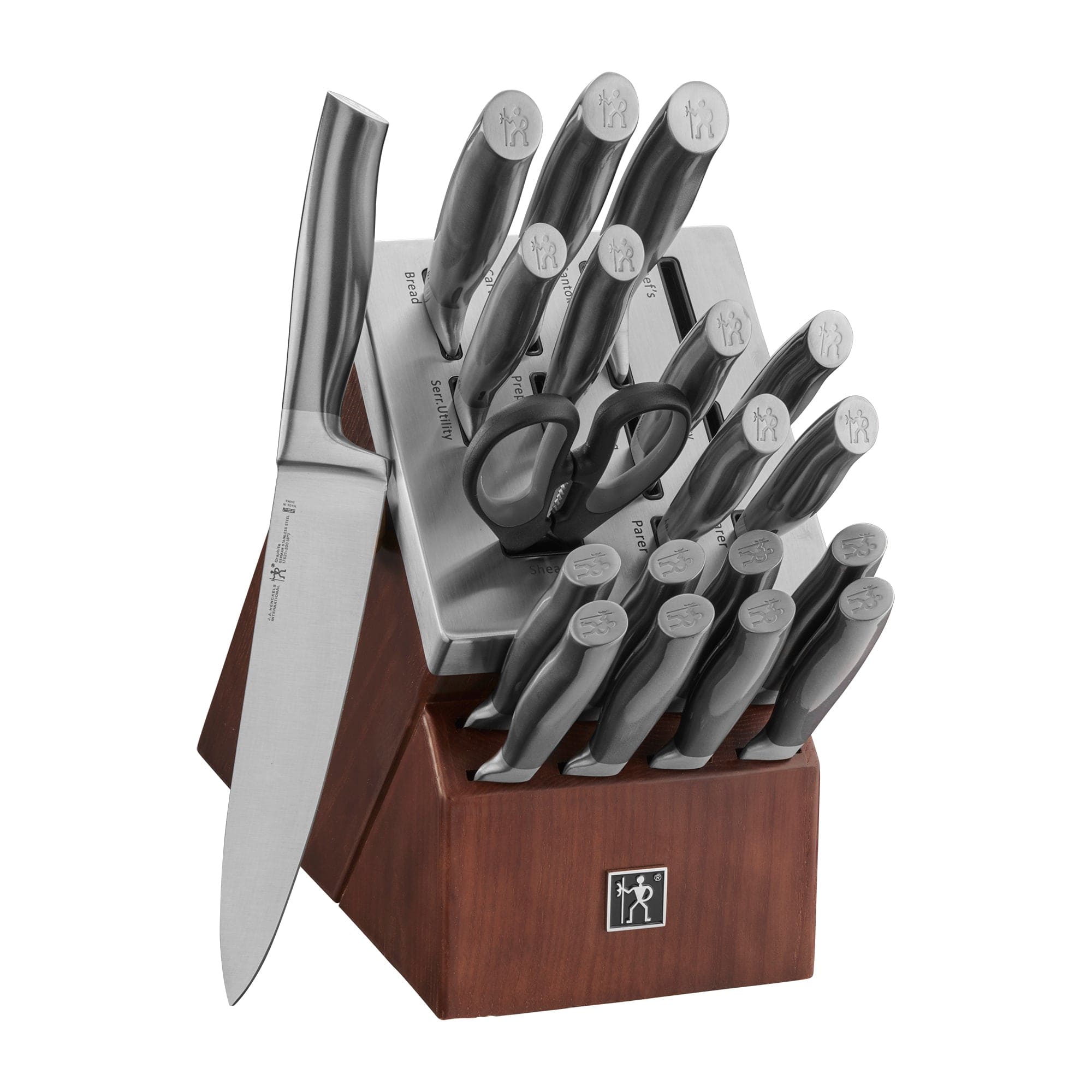 Henckels Graphite 20-pc Self-Sharpening Knife Set with Block, Chef, Paring, Utility, Bread, Steak, Brown