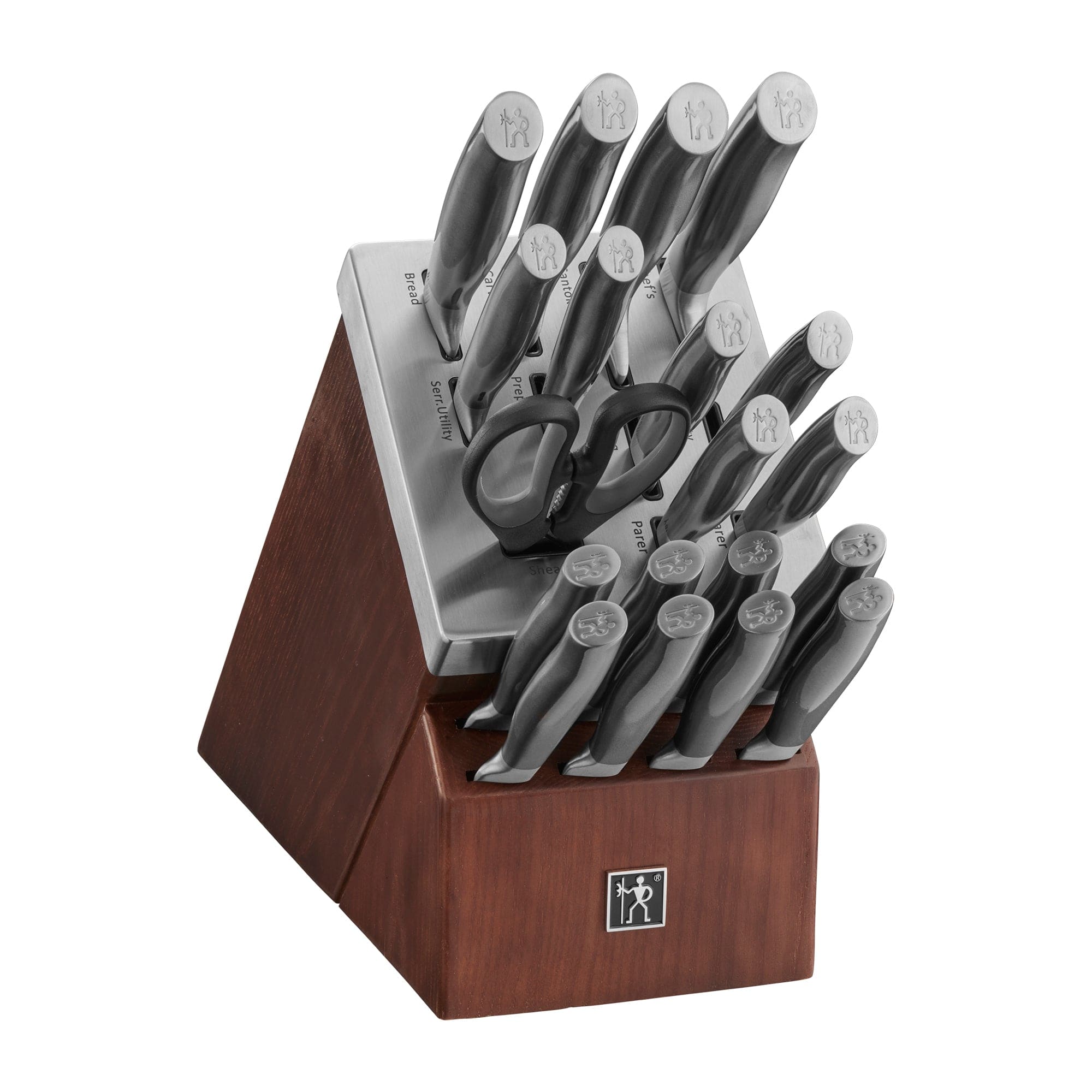 Henckels Graphite 20-pc Self-Sharpening Knife Set with Block, Chef, Paring, Utility, Bread, Steak, Brown