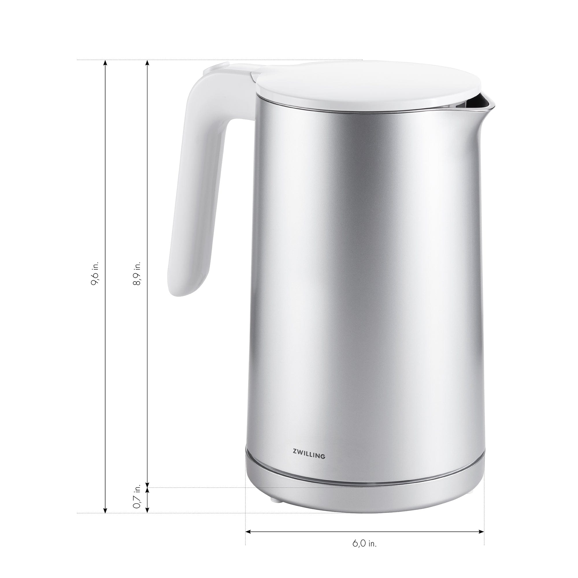 Zwilling Enfinigy Cool Touch 1.5-Liter Electric Kettle, Cordless Tea Kettle & Hot Water, Silver