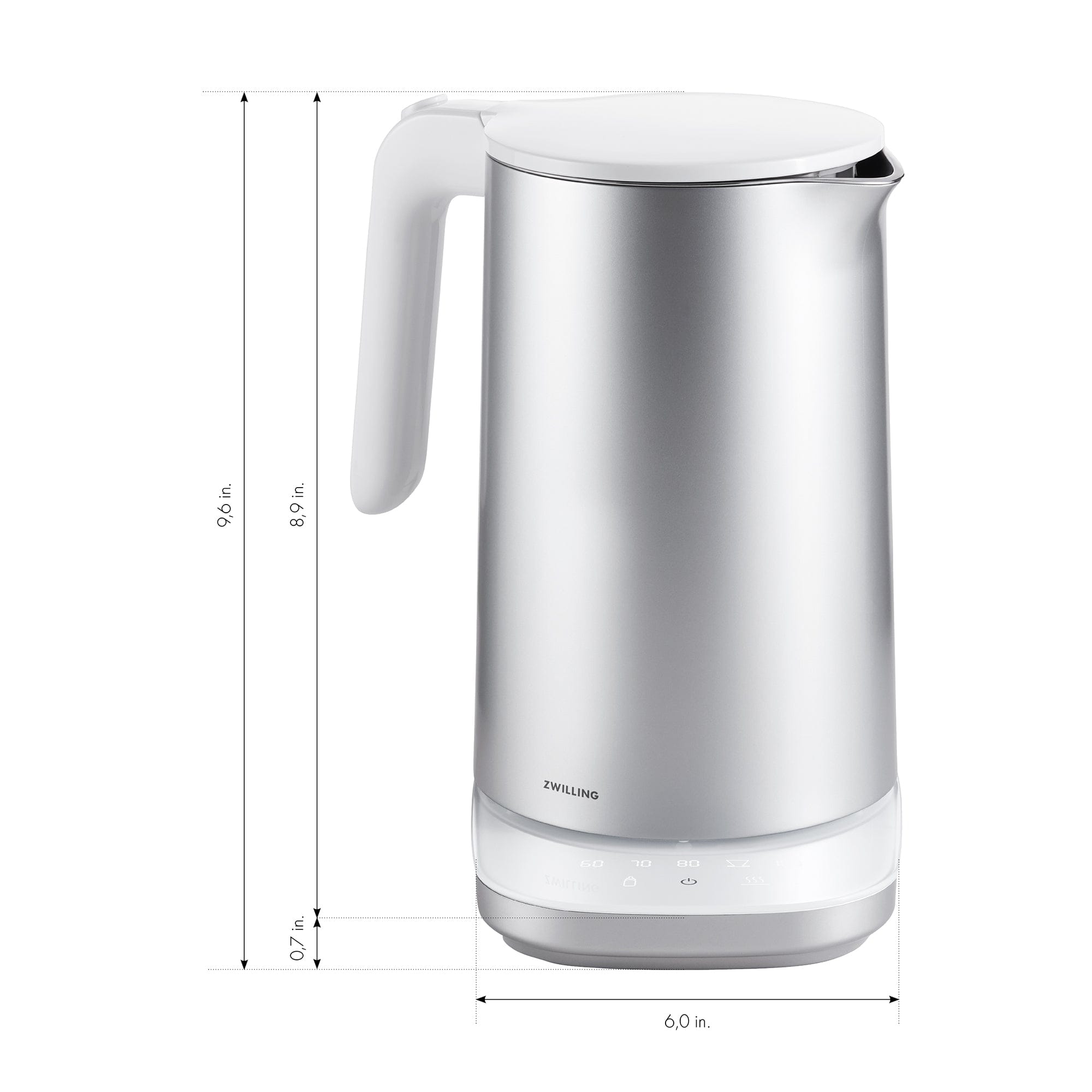 Zwilling Enfinigy 1.5-Liter Cool Touch Stainless Steel Electric Kettle Pro, Tea Kettle, Silver