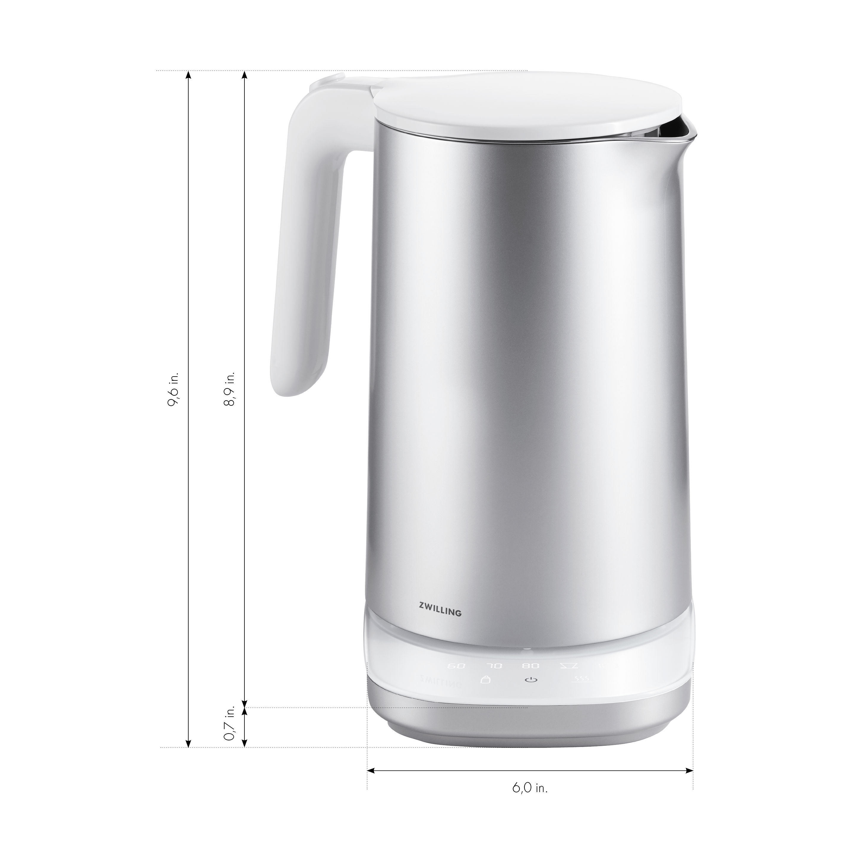 Zwilling Enfinigy Cool Touch 1-Liter Electric Kettle Pro, Cordless Tea Kettle & Hot Water - Silver