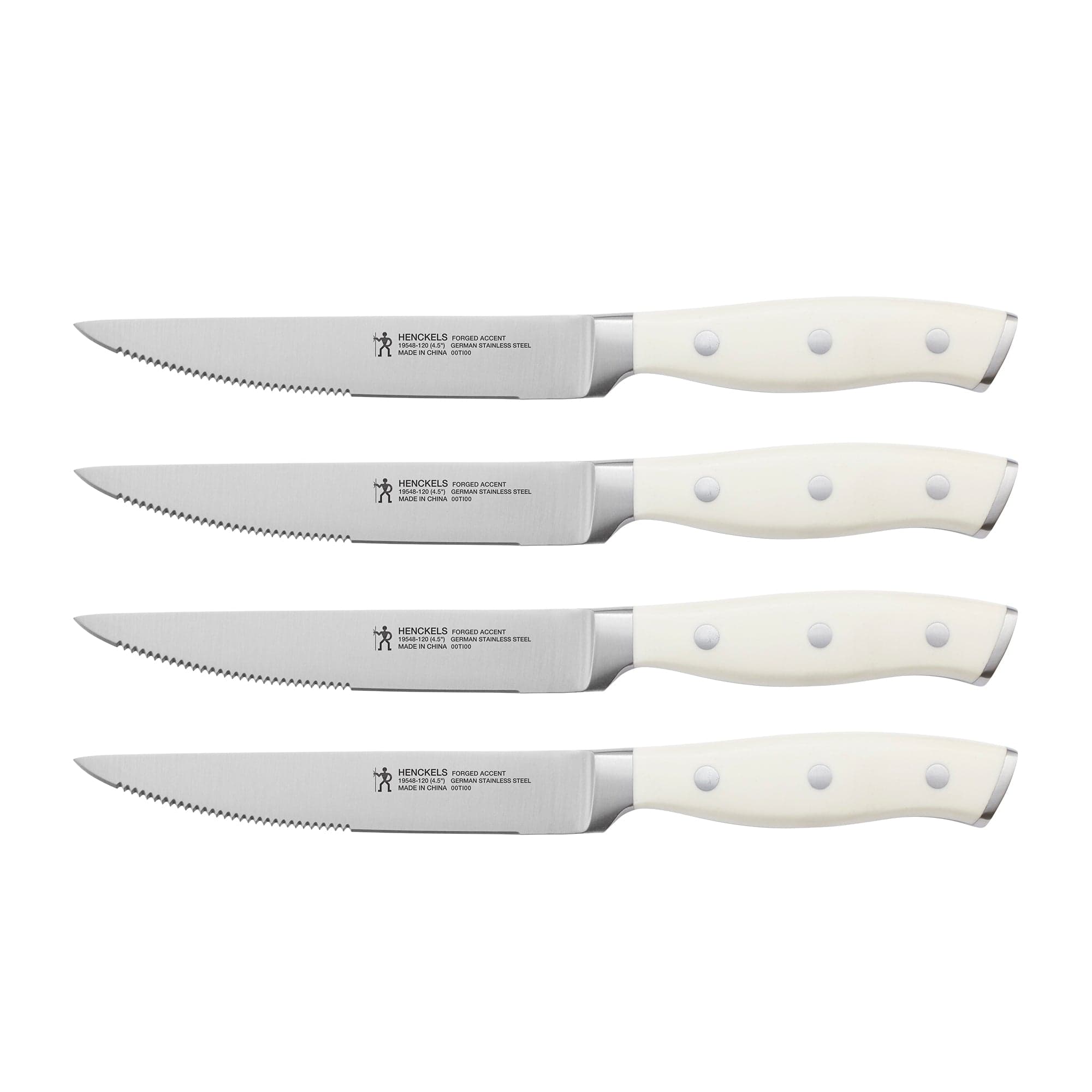 Henckels Forged Accent Set of 4 Steak Knife Set, White, German Engineered