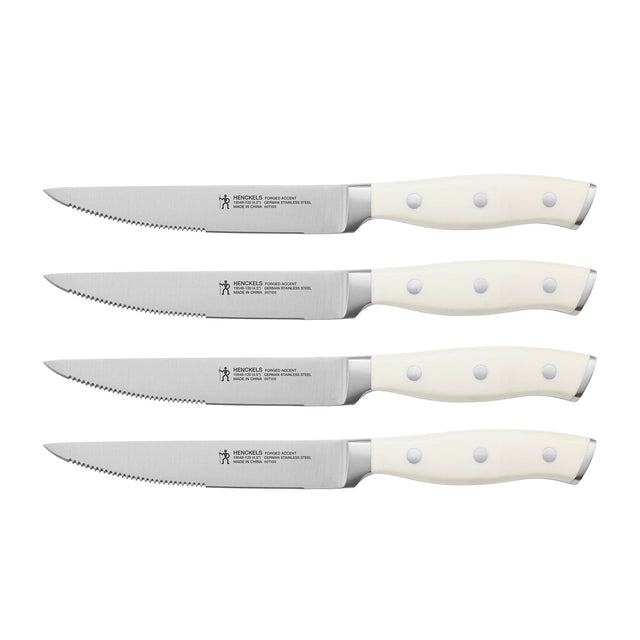 Henckels Forged Accent Set of 4 Steak Knife Set, White, German Engineered
