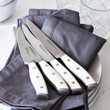 Henckels Forged Accent Set of 4 Steak Knife Set, White, German Engineered