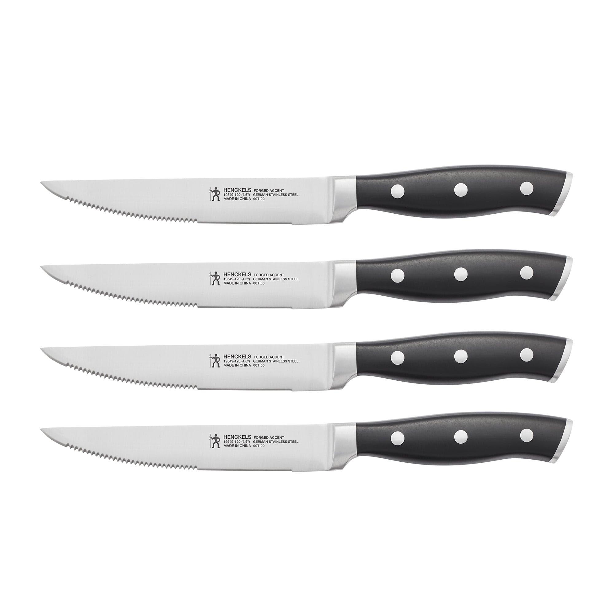 Henckels Forged Accent Set of 4 Steak Knife Set, German Engineered, Black